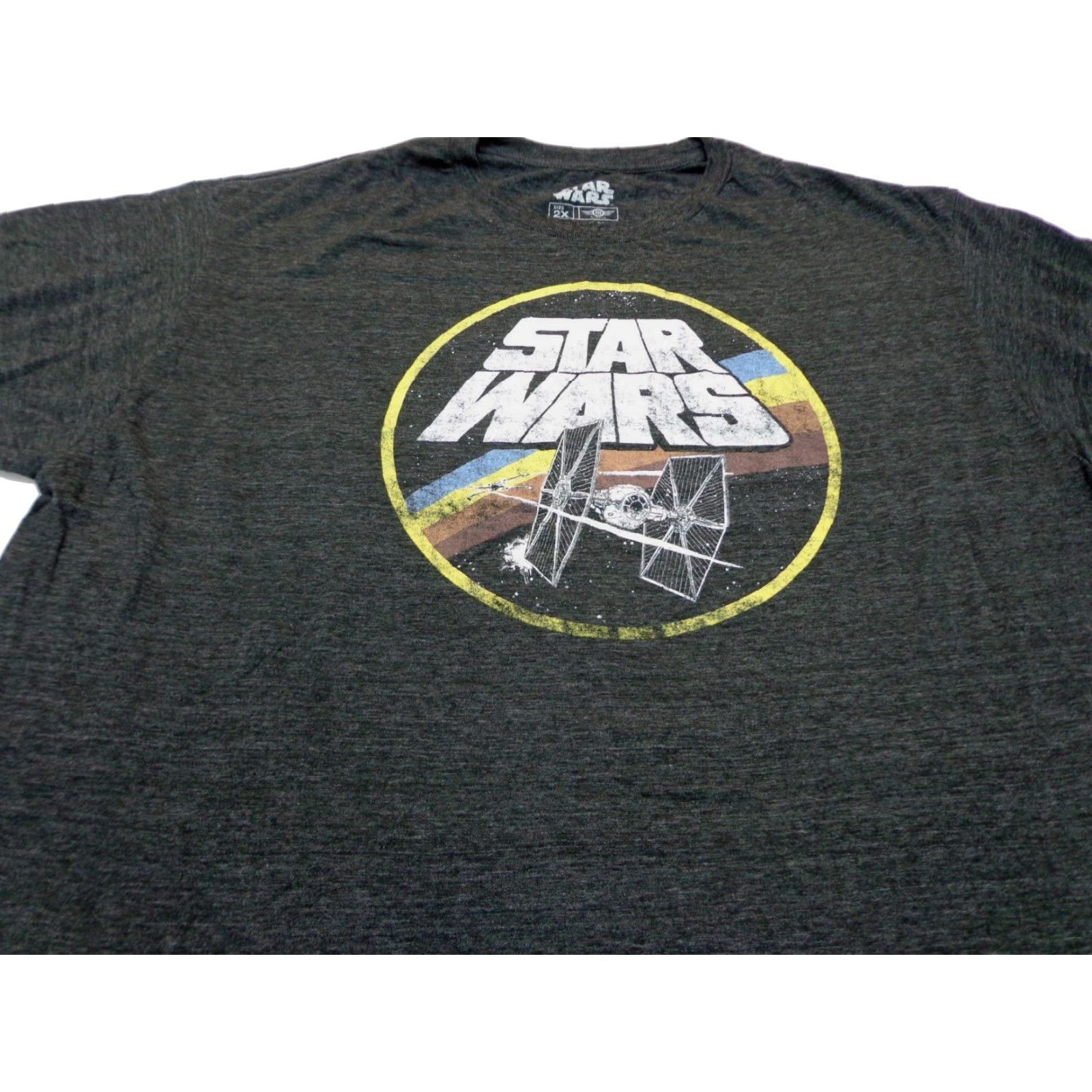 Star Wars Star Wars T-Shirt Men 2XL Heather Black Crew Neck Short Sleeve Logo Tie Fighter Circle Graphic Print Vintage: No Size US XXL / EU 58 / 5 - 1 Thumbnail