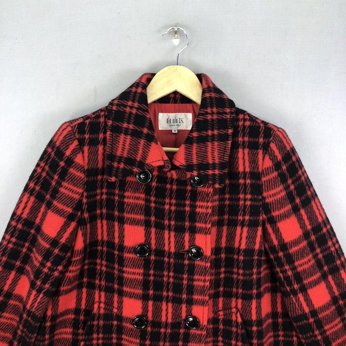 Japanese Brand Japanese Brand Double Breasted Plaid Wool Jacket Size S / US 4 / IT 40 - 4 Thumbnail