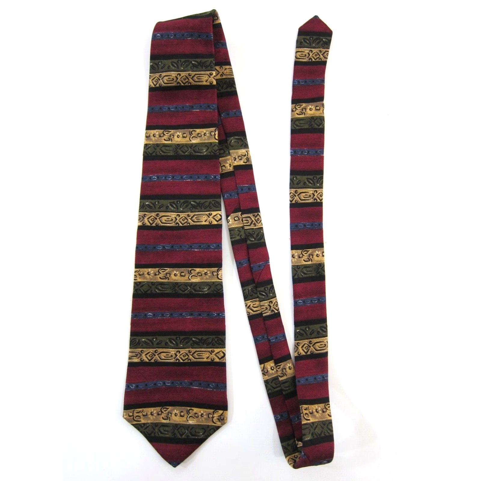 Ralph Lauren NWT Ralph Lauren Chaps Silk Tie Geometric Abstract Red Blue Brown 70s 80s 90s Vintage Unisex 4" Wide 55" Length Made in USA Mens Womens Boys Girls Size ONE SIZE - 2 Thumbnail