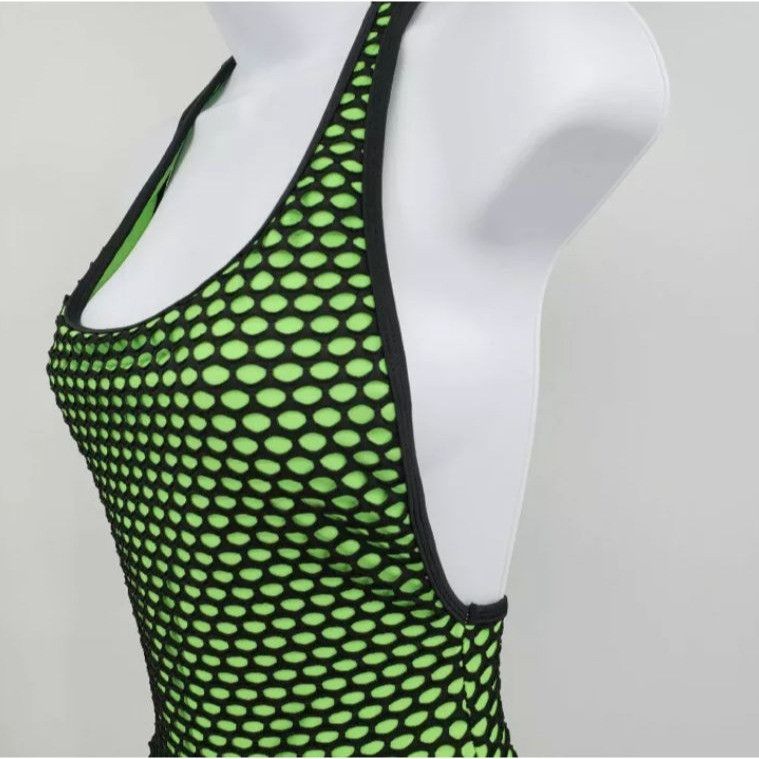 Other Juniors Neon Lime High Leg Mesh One Piece Swimsuit With Race Size ONE SIZE - 3 Thumbnail