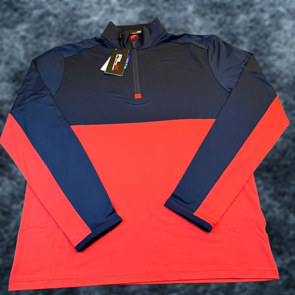 RLX Ralph Lauren RLX Ralph Lauren Golf 1/4 Zip Pullover Shirt Navy Red Wicking Mens Small NWT Size US S / EU 44-46 / 1 - 1 Thumbnail