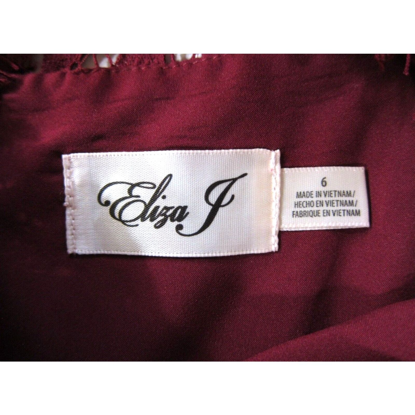 Vintage VINTAGE Eliza J Maroon Embroidered Lace 3/4 Sleeve A-Line Tent Cocktail Dress 6 Size M / US 6-8 / IT 42-44 - 5 Thumbnail