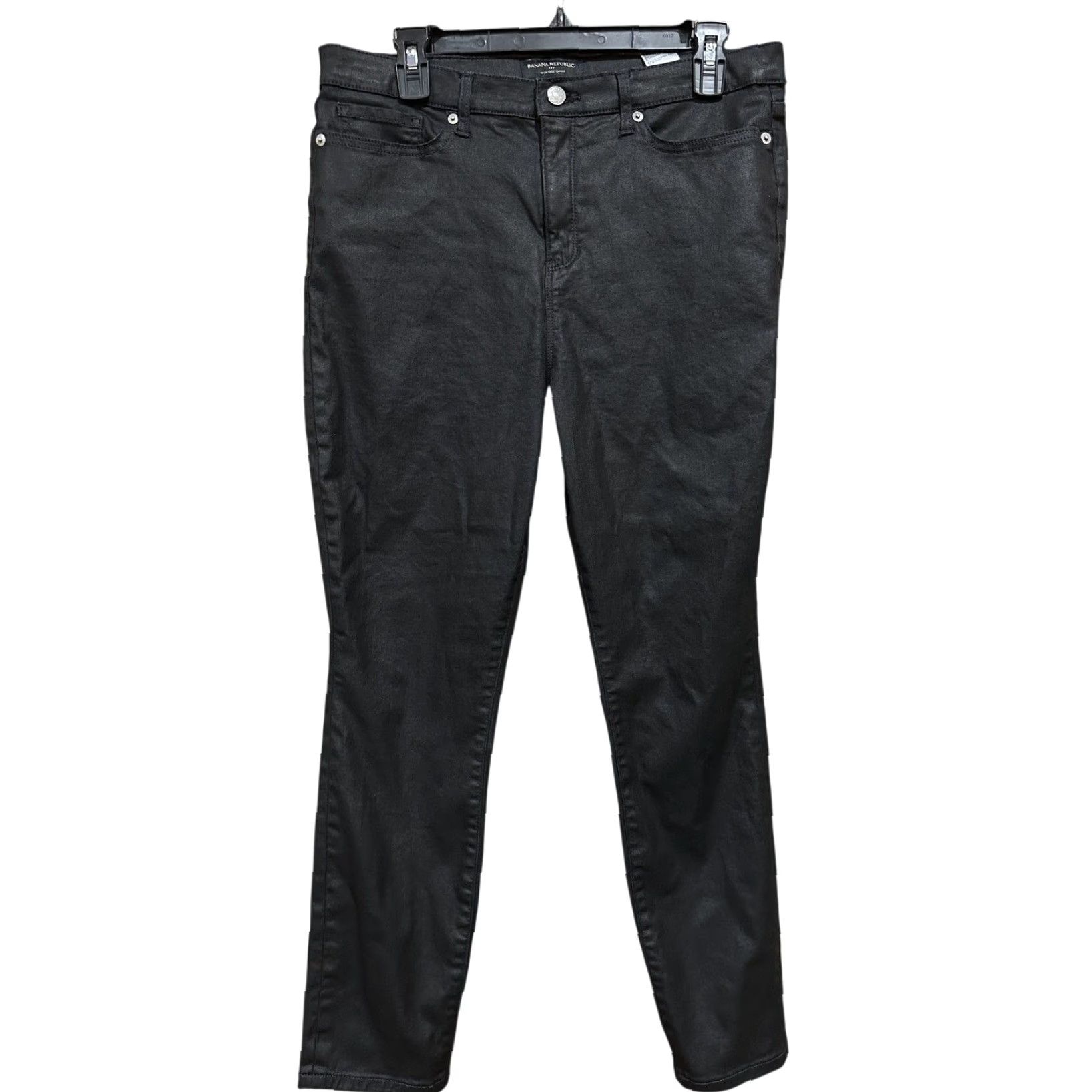 Banana Republic Banana Republic Pants 31 Black High Rise Skinny Stretch Coated Shine Casual Jegging Womens Regular Inseam 28 Size 24" / US 00 / IT 34 - 2 Thumbnail