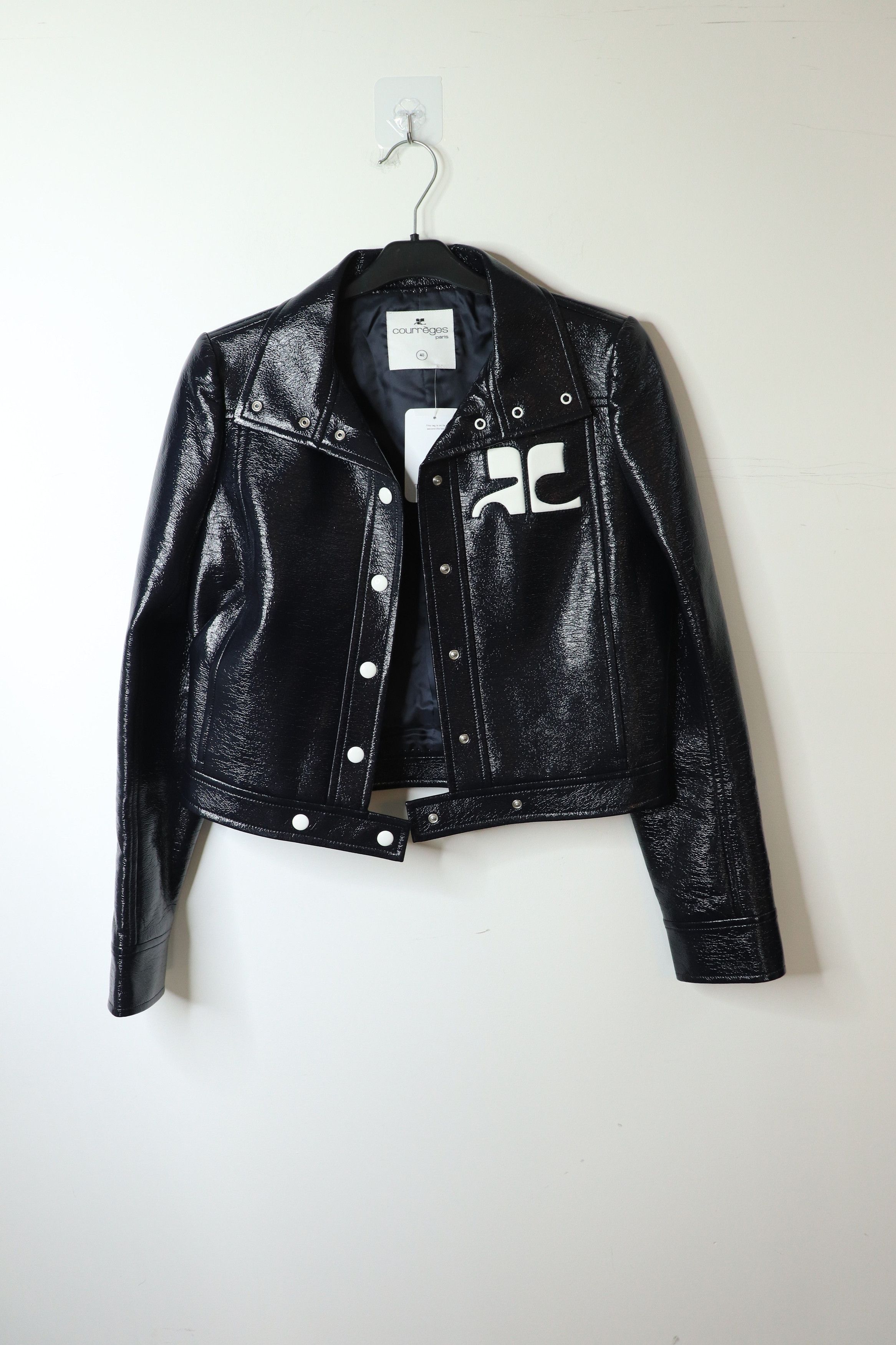 Courreges Navy pleather cropped jacket - UK 12 Size M / US 6-8 / IT 42-44 - 1 Thumbnail
