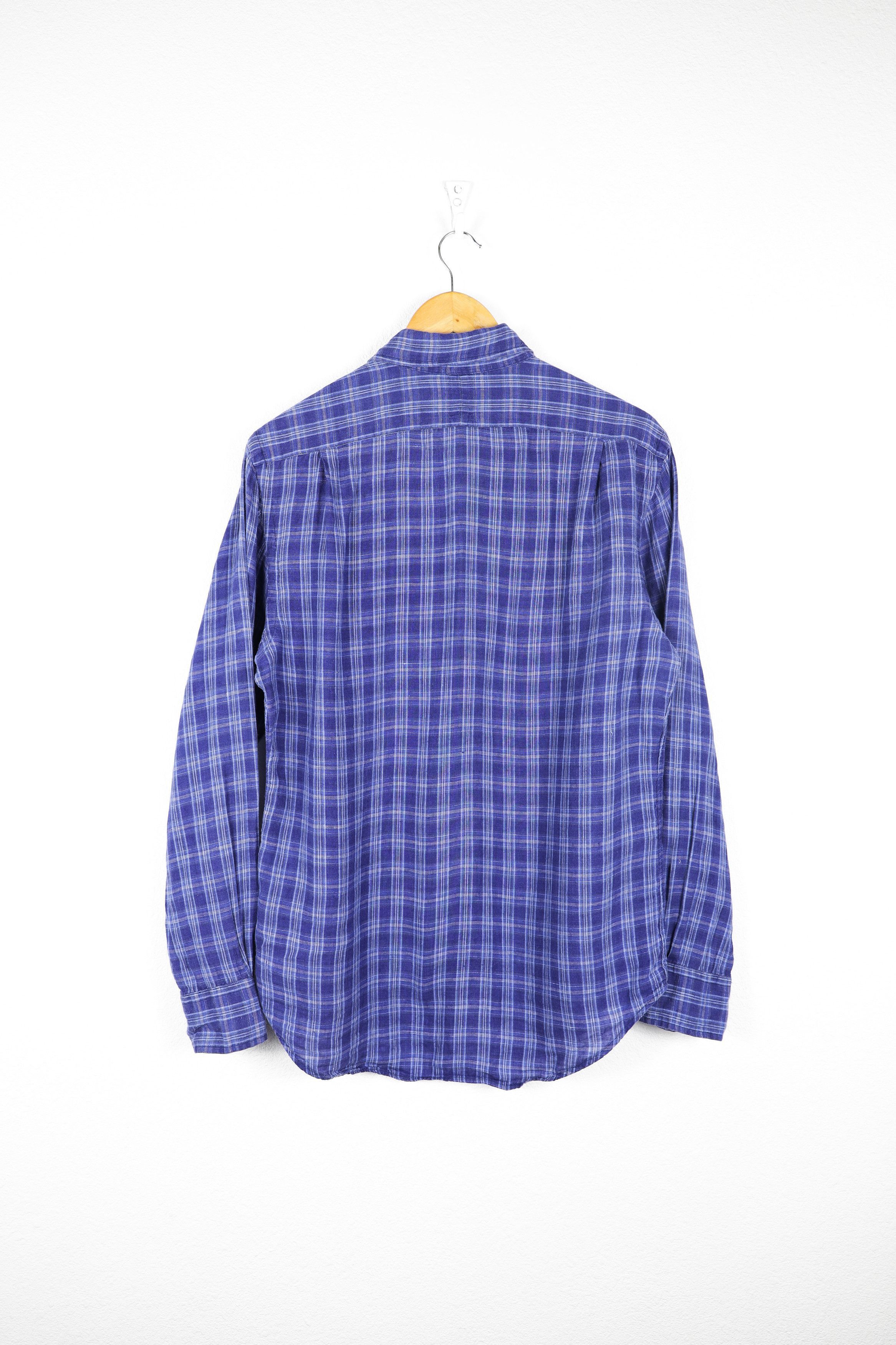 120% Lino Polo Ralph Lauren Pony Logo Blue Check Linen Shirt Preppy Size US M / EU 48-50 / 2 - 9 Thumbnail