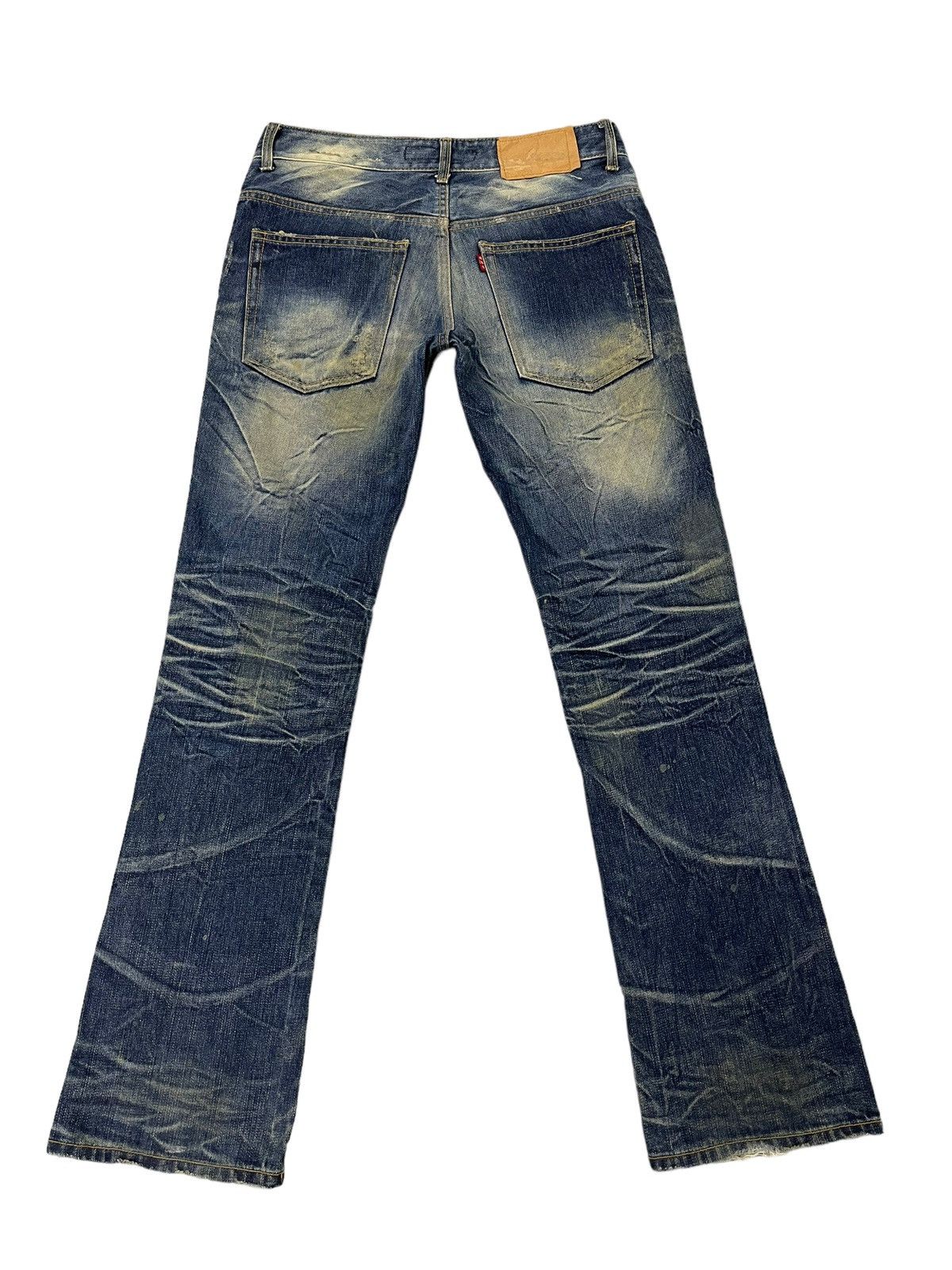 Japanese Brand Slight Flare Jeans Rubber Soul Faded Distress Boot Cut 7🟦7 Size US 30 / EU 46 - 12 Thumbnail