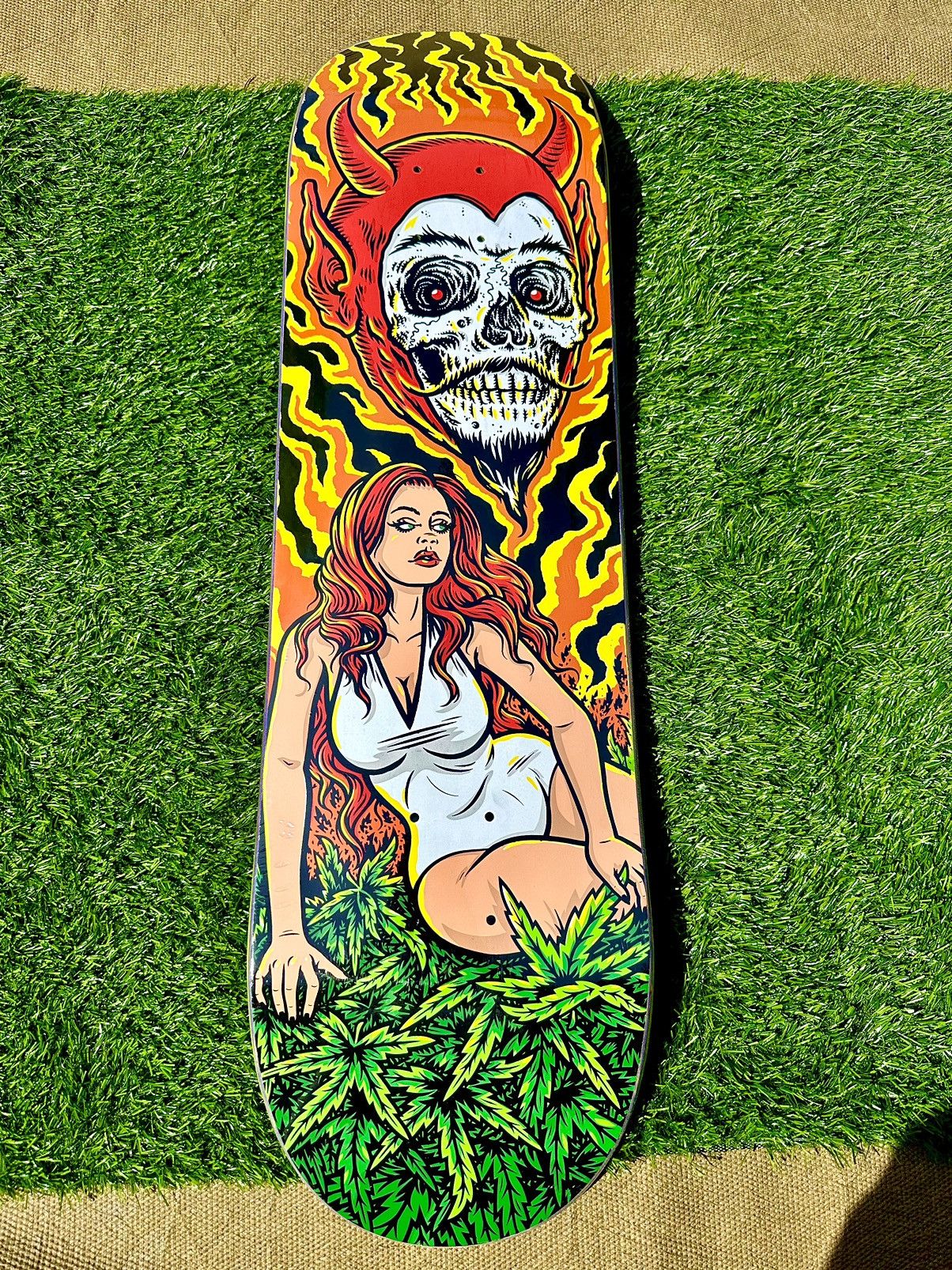 image of Strangelove Skateboards 420 Sativa Princess 8.25 Deck in Purple, Men's