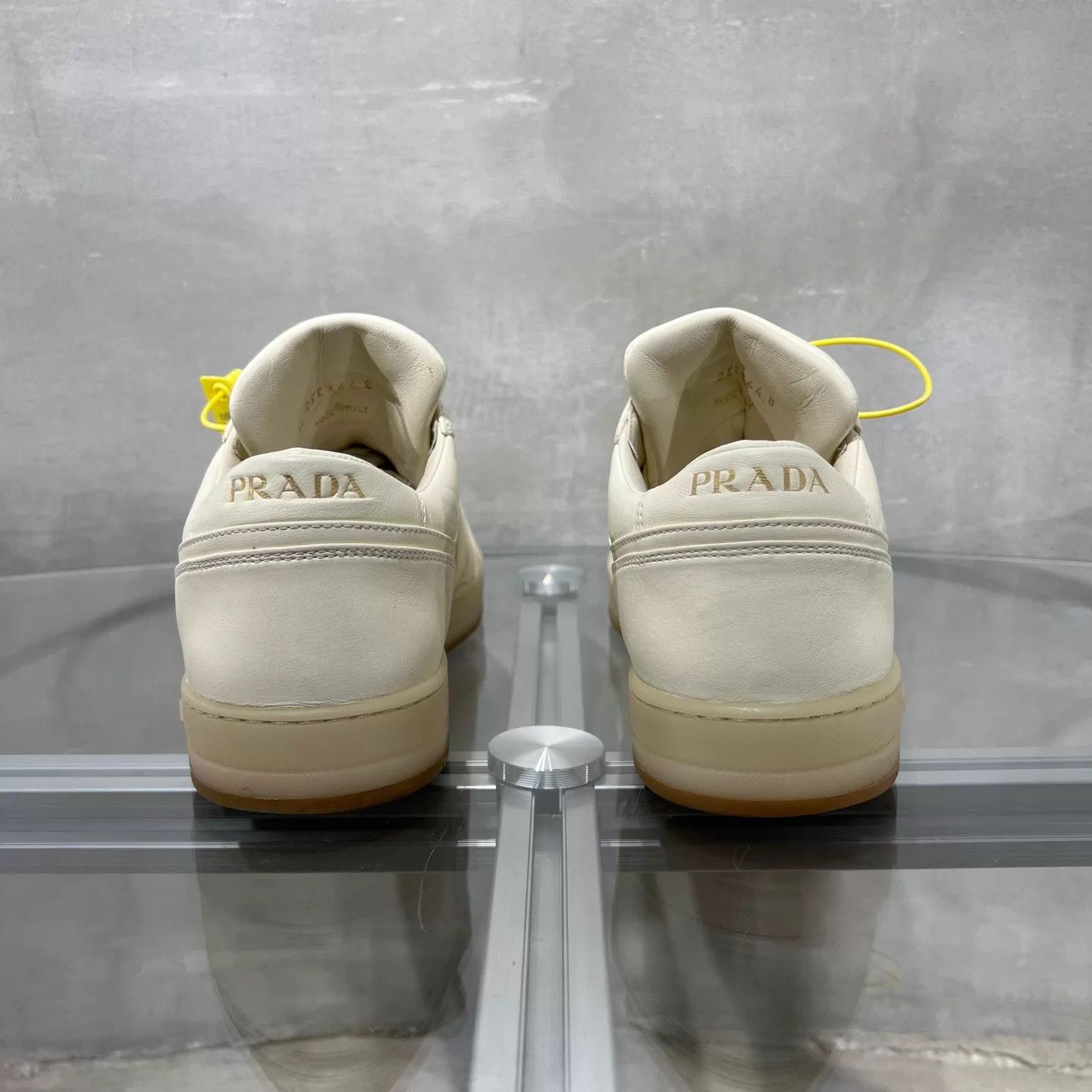 Prada Prada Downtown Ivory Triangle Logo Sneakers 42 EU Size US 9 / EU 42 - 6 Thumbnail