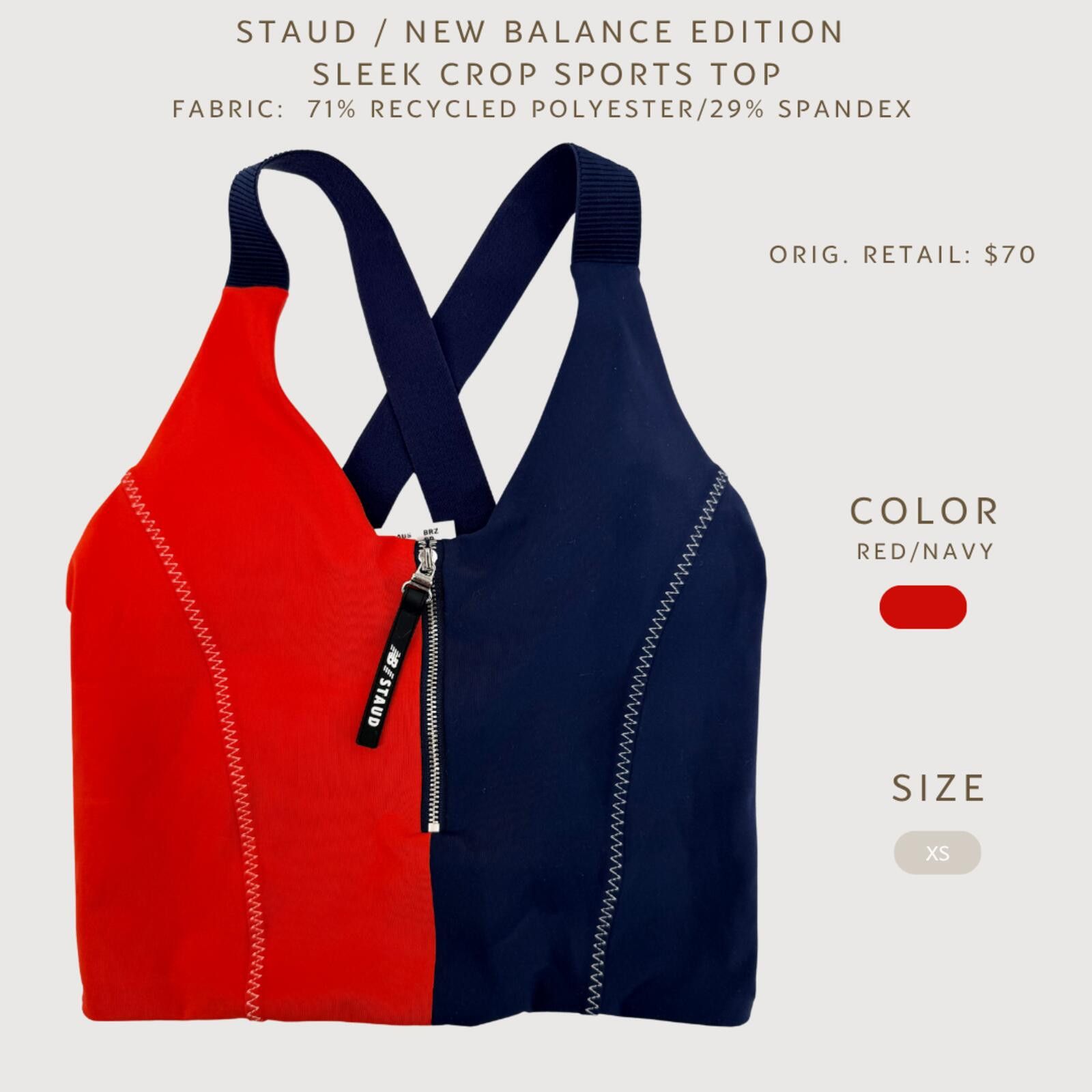 Acne Studios Staud x New Balance Crop Top Sports Bra Red Navy XS Size ONE SIZE - 2 Thumbnail