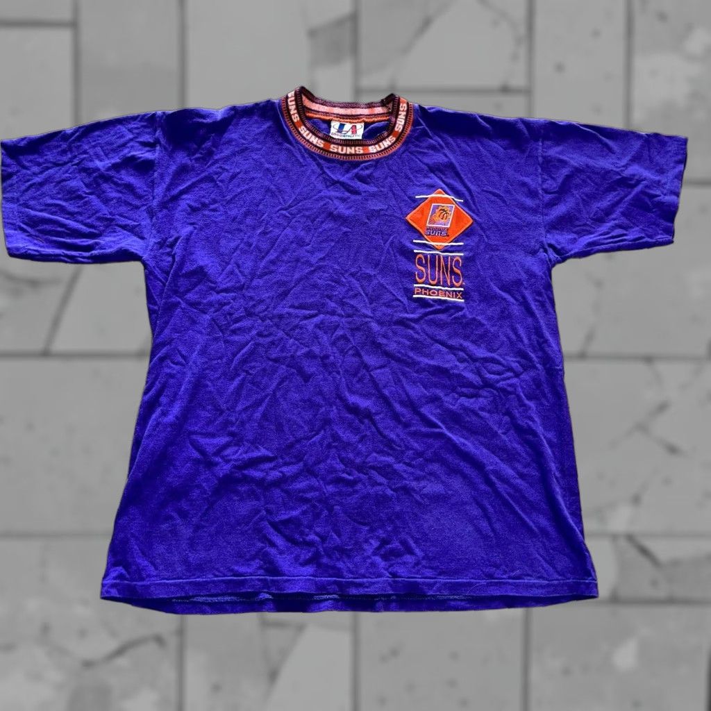 Logo Athletic VINTAGE Logo Athletic Phoenix Suns Ringer Tee T-Shirt XL Men Purple Embroidered Single Stitch Size ONE SIZE - 1 Thumbnail