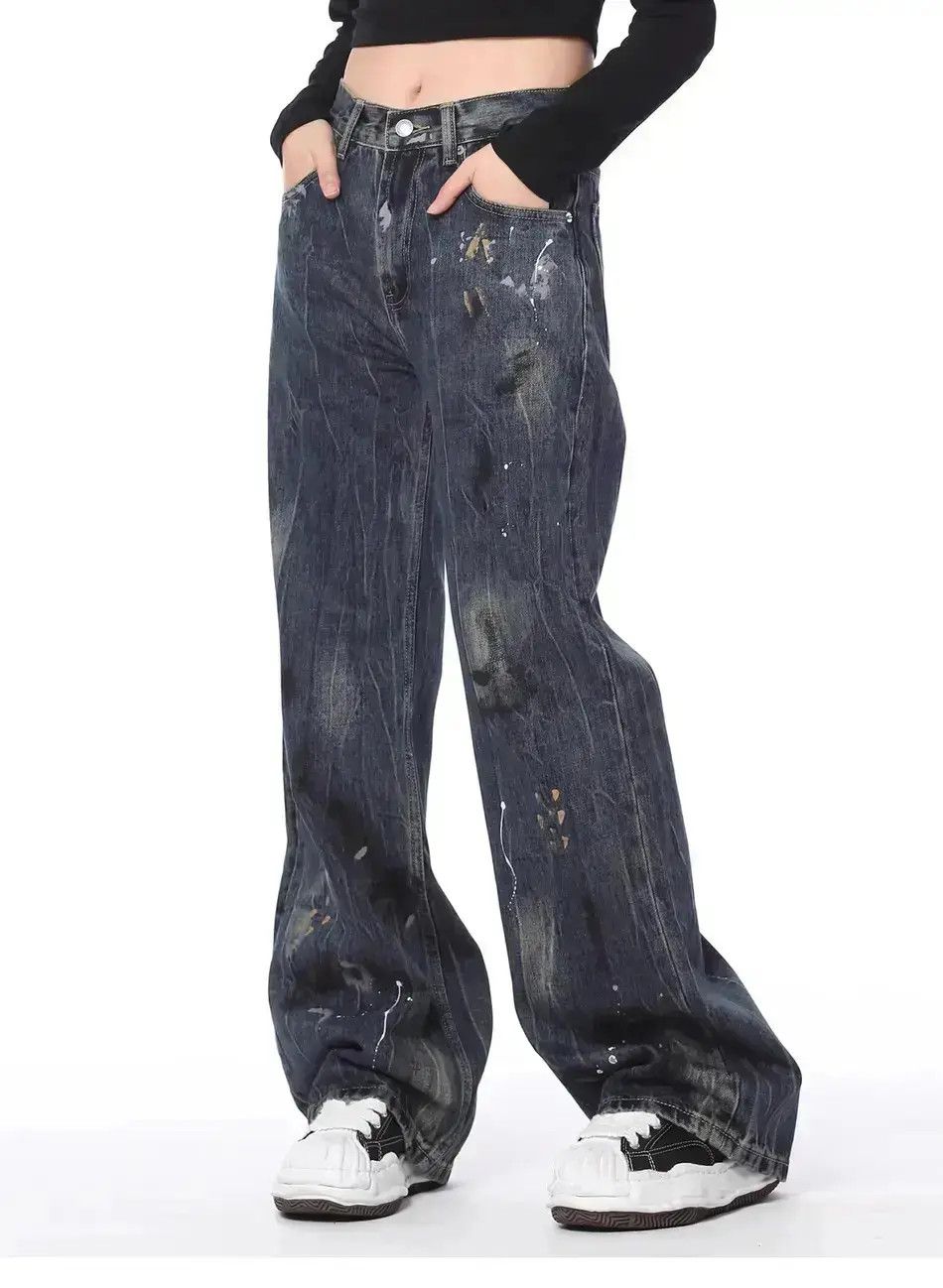 Japanese Brand Retro loose fitting wide leg straight leg jeans Size US 30 / EU 46 - 2 Thumbnail