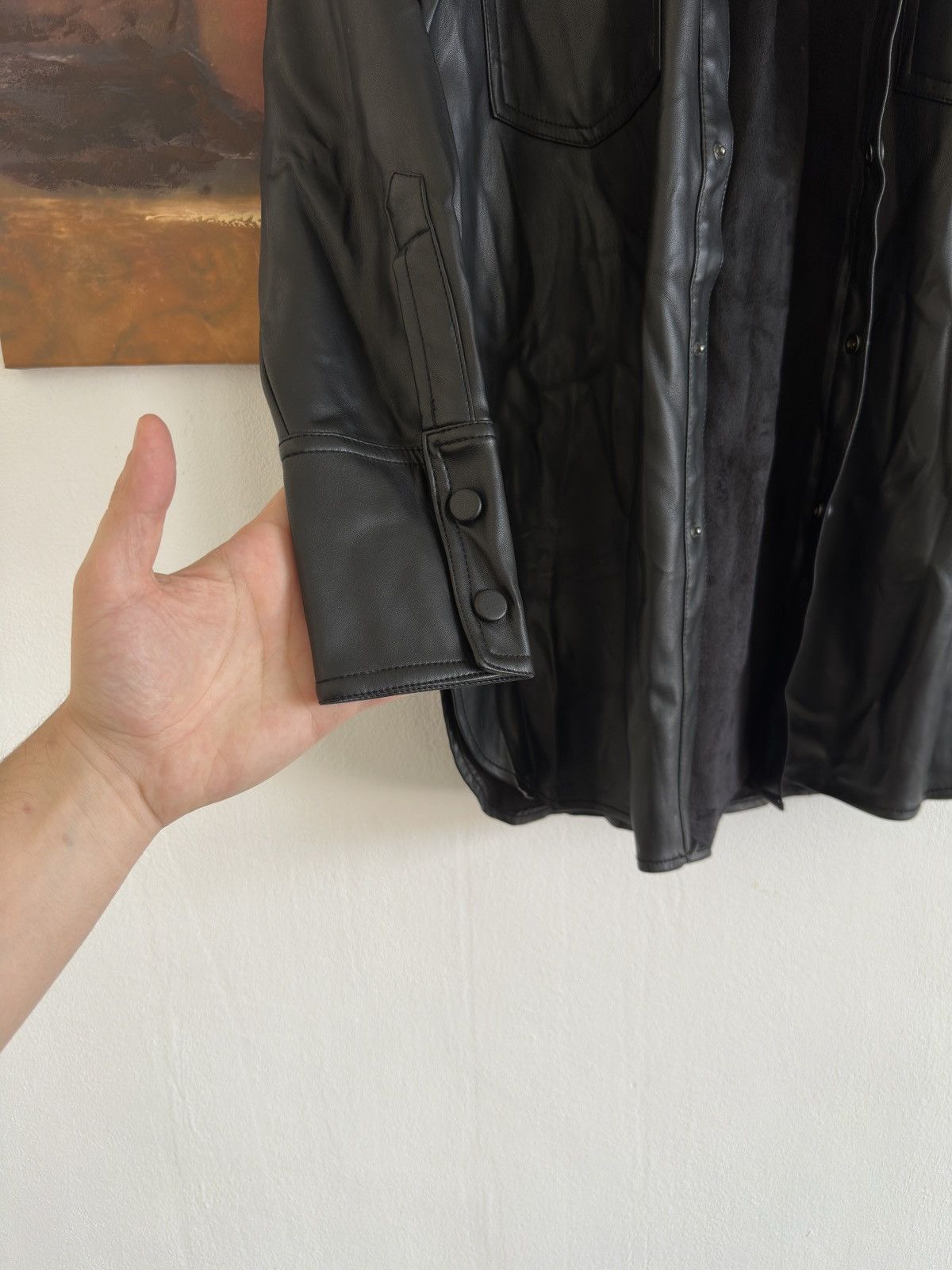 Zara Zara Black Leather Shirt Button Up Size S Size S / US 4 / IT 40 - 4 Thumbnail
