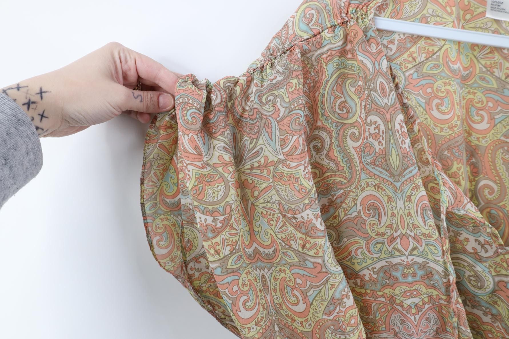 Vintage Vintage 90s Y2K Wintersilks Babydoll Silk Rainbow Shirt Size S / US 4 / IT 40 - 9 Thumbnail