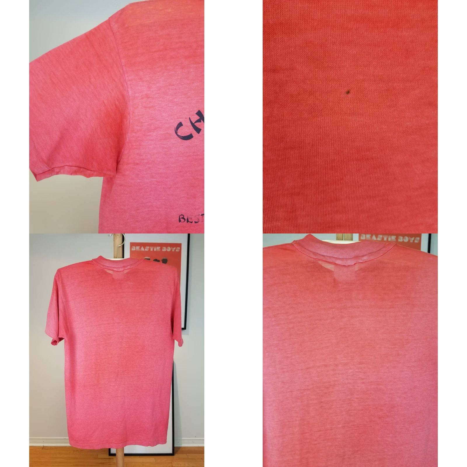 Hanes VINTAGE 80s CHOPSTICKS RED SUPER PAPER THIN WORN HANES SINGLE STITCH T-SHIRT L Size US L / EU 52-54 / 3 - 8 Thumbnail