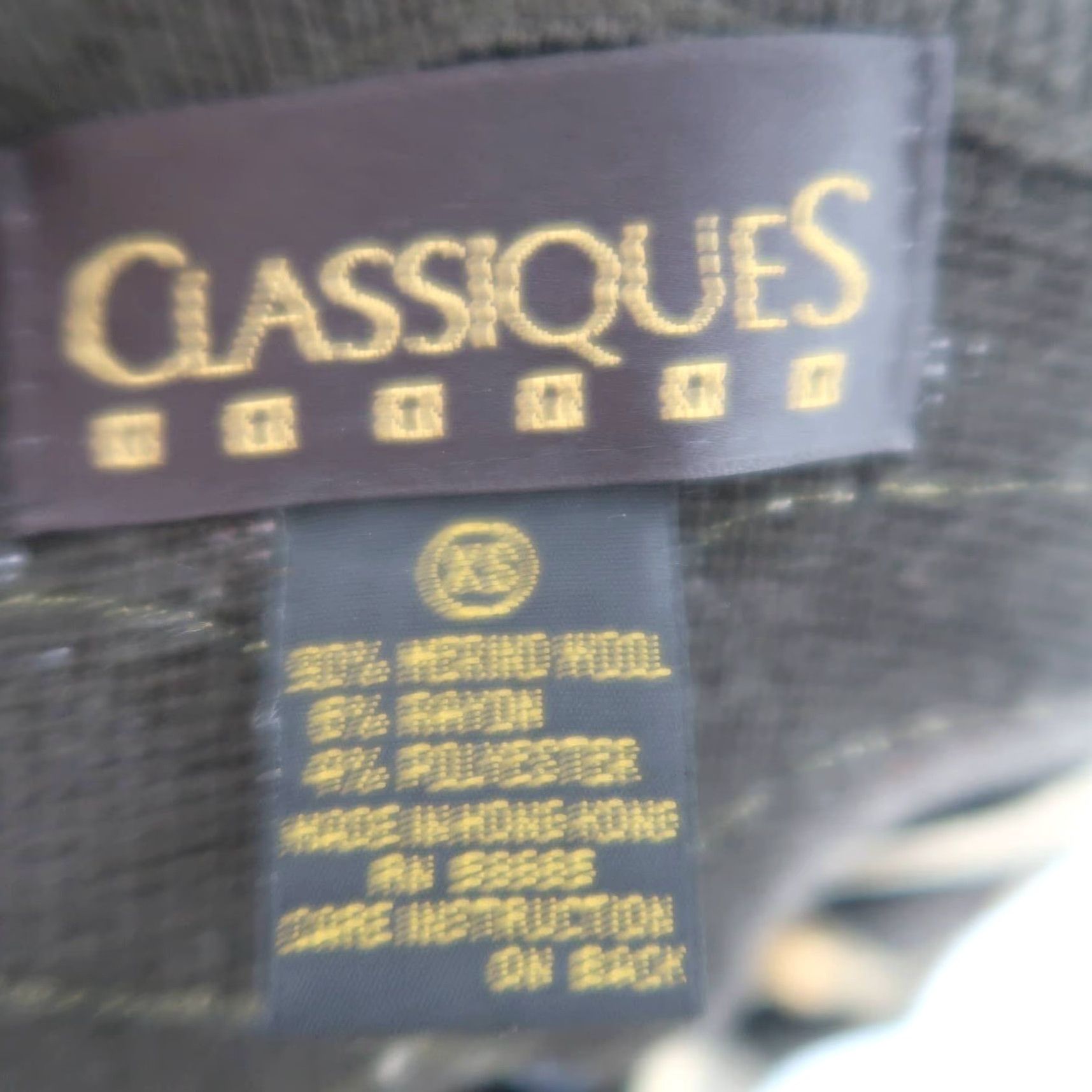 Vintage VINTAGE Classiques Merino Wool Knit Jacket XS Black Military/Landgirl 1980s Gold Trim Buttoned Cardigan Size XS / US 0-2 / IT 36-38 - 7 Thumbnail
