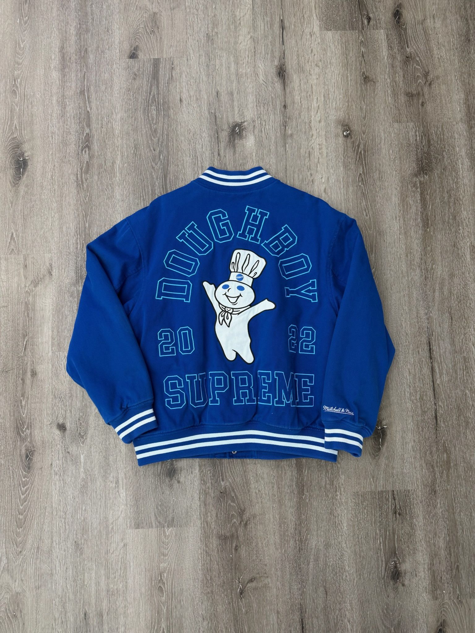 Supreme Supreme x Mitchell & Ness "Doughboy" Twill Varsity Jacket (BLUE) Size US L / EU 52-54 / 3 - 2 Thumbnail