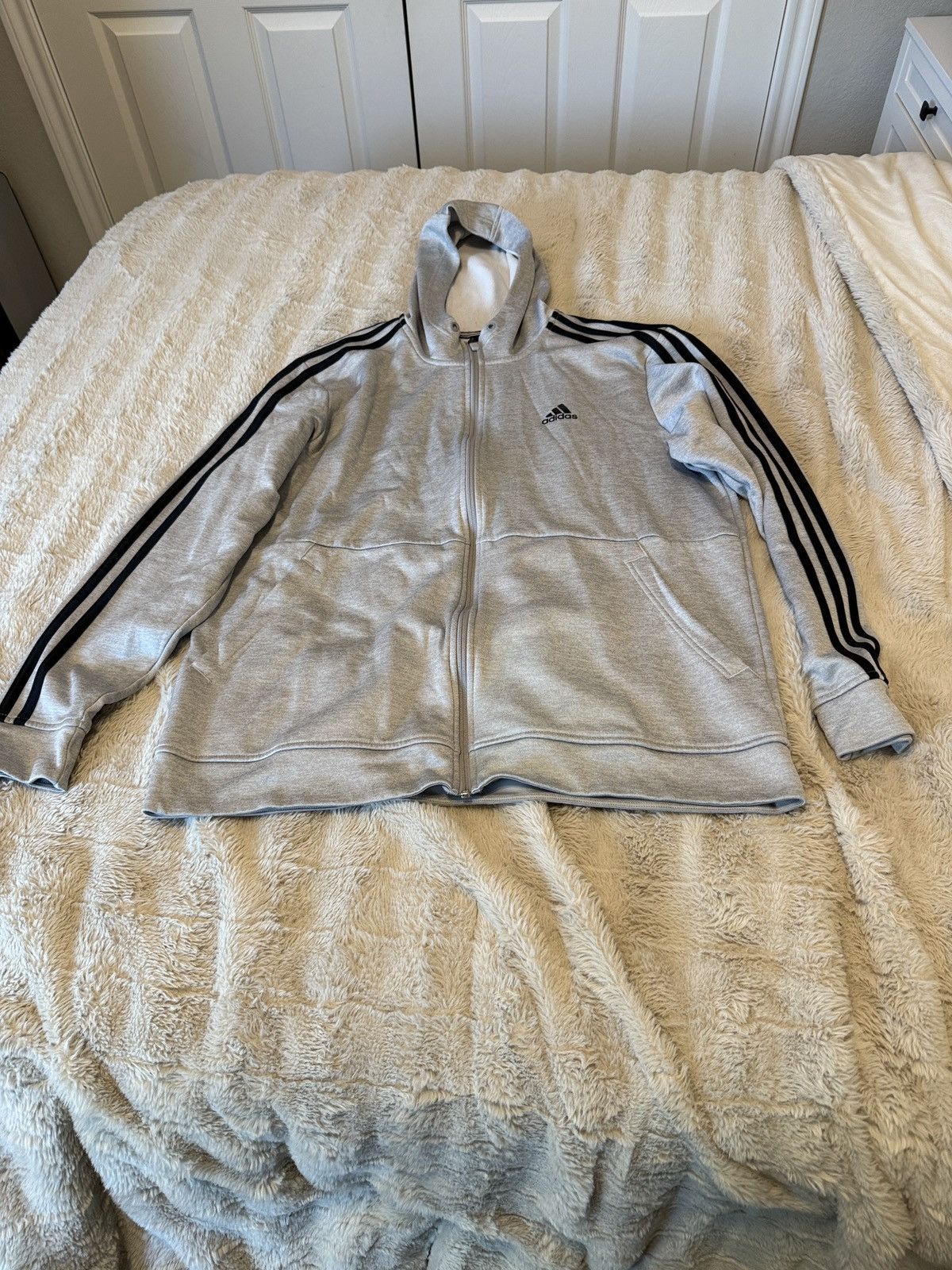 Adidas Adidas Grey Zip Up Hoodie Size US L / EU 52-54 / 3 - 1 Thumbnail