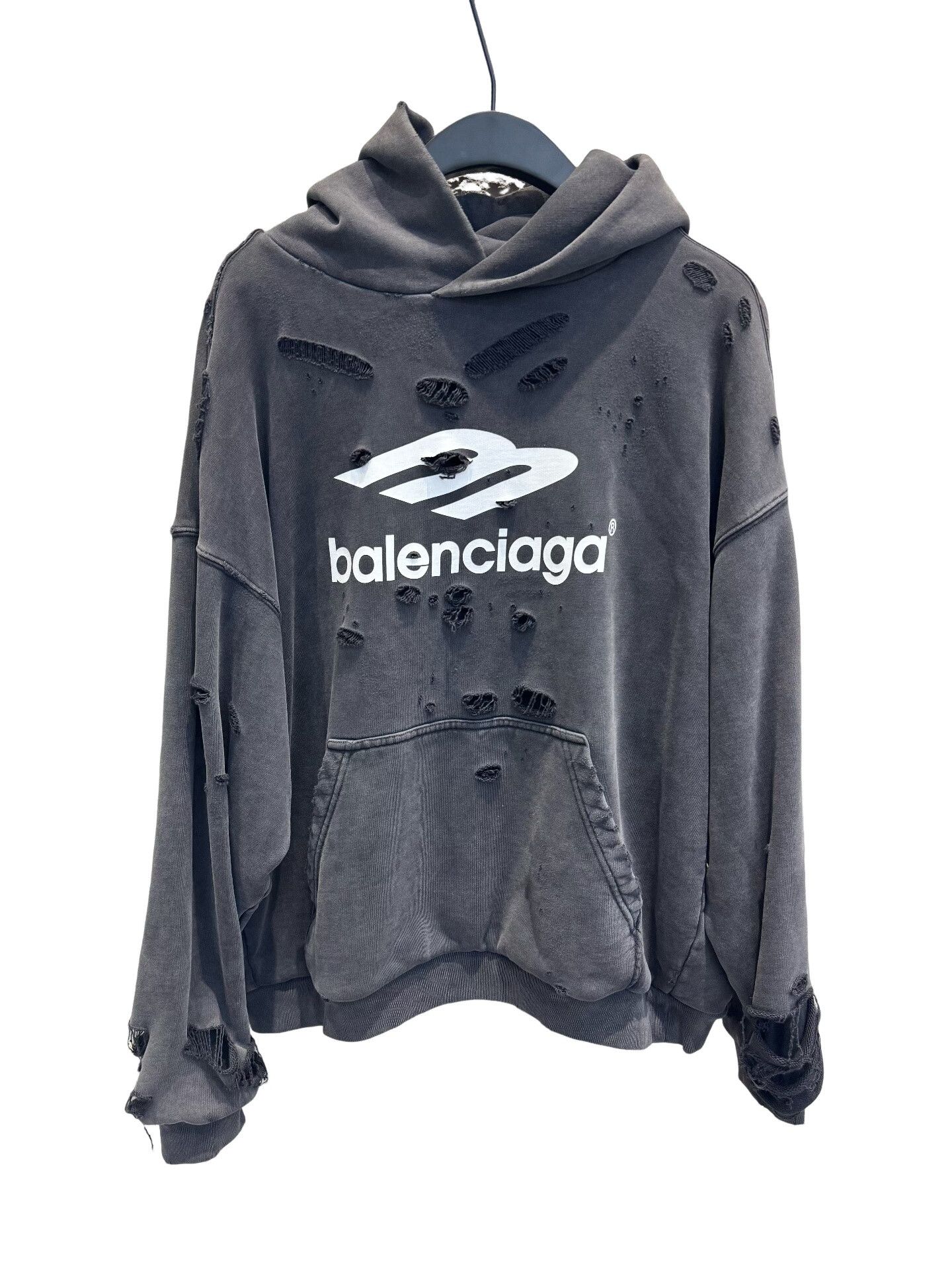 Balenciaga Balenciaga Distressed 3B Hoodie Size S Size US S / EU 44-46 / 1 - 1 Thumbnail