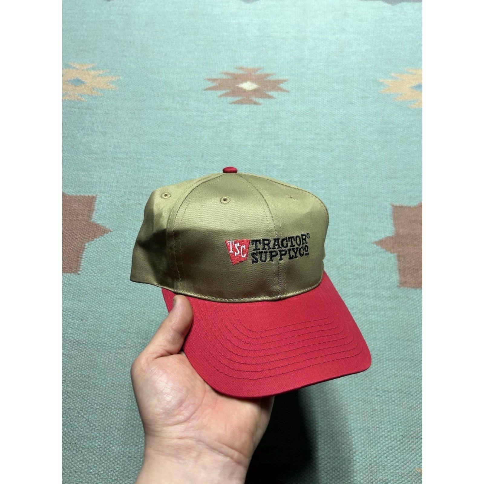 Vintage Tractor supply co snapback hat cap embroidered logo farm adjustable tan red Mens adjustable red hat cap embroidered logo farm Size ONE SIZE - 2 Thumbnail
