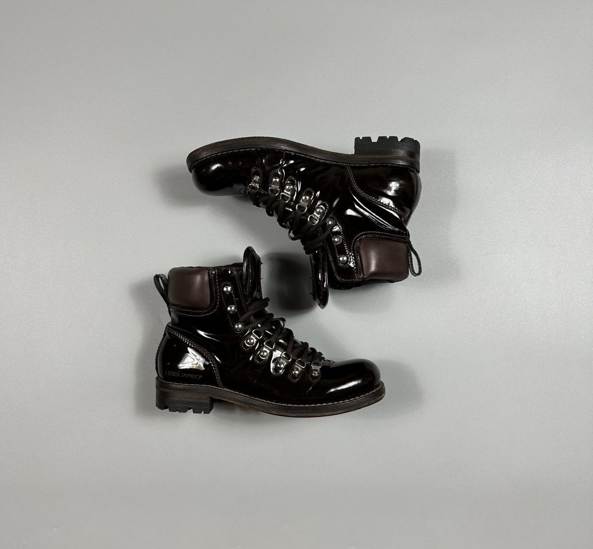 Dsquared2 Dsquared2 Patent Leather Brown Ankle Boots Size US 7.5 / EU 40-41 - 1 Thumbnail