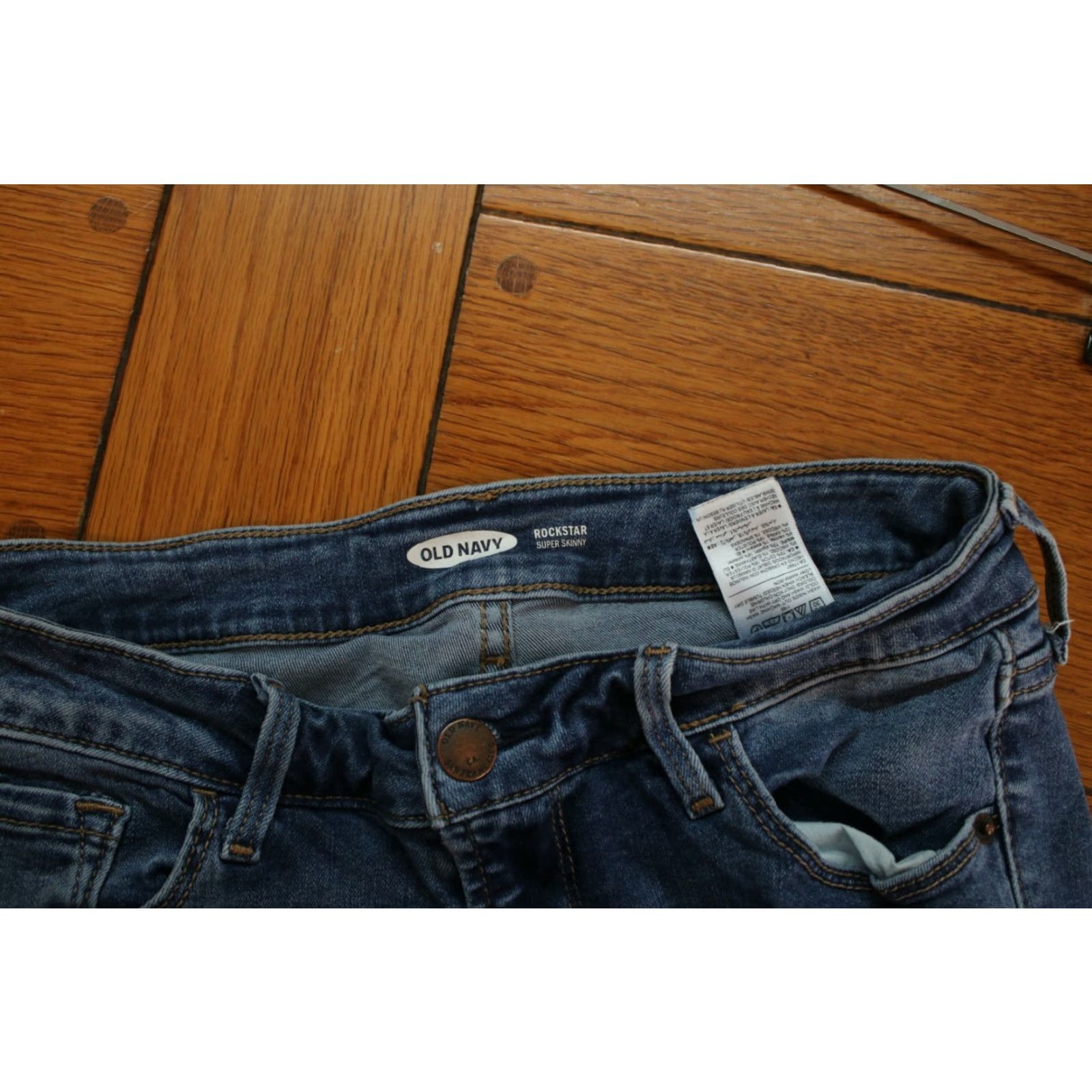 Old Navy Old Navy Rockstar Jeans Super Skinny Distressed Blue Denim Size 4 28X28 Womens Size 27" / US 4 / IT 40 - 7 Thumbnail