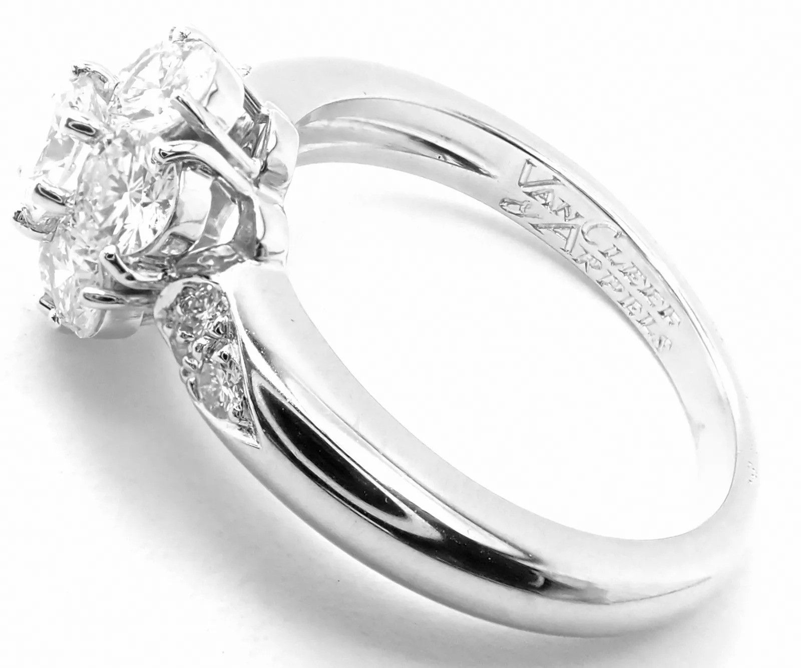 Van Cleef & Arpels Van Cleef & Arpels Platinum Diamond Fleurette Flower Ring Size ONE SIZE - 6 Thumbnail