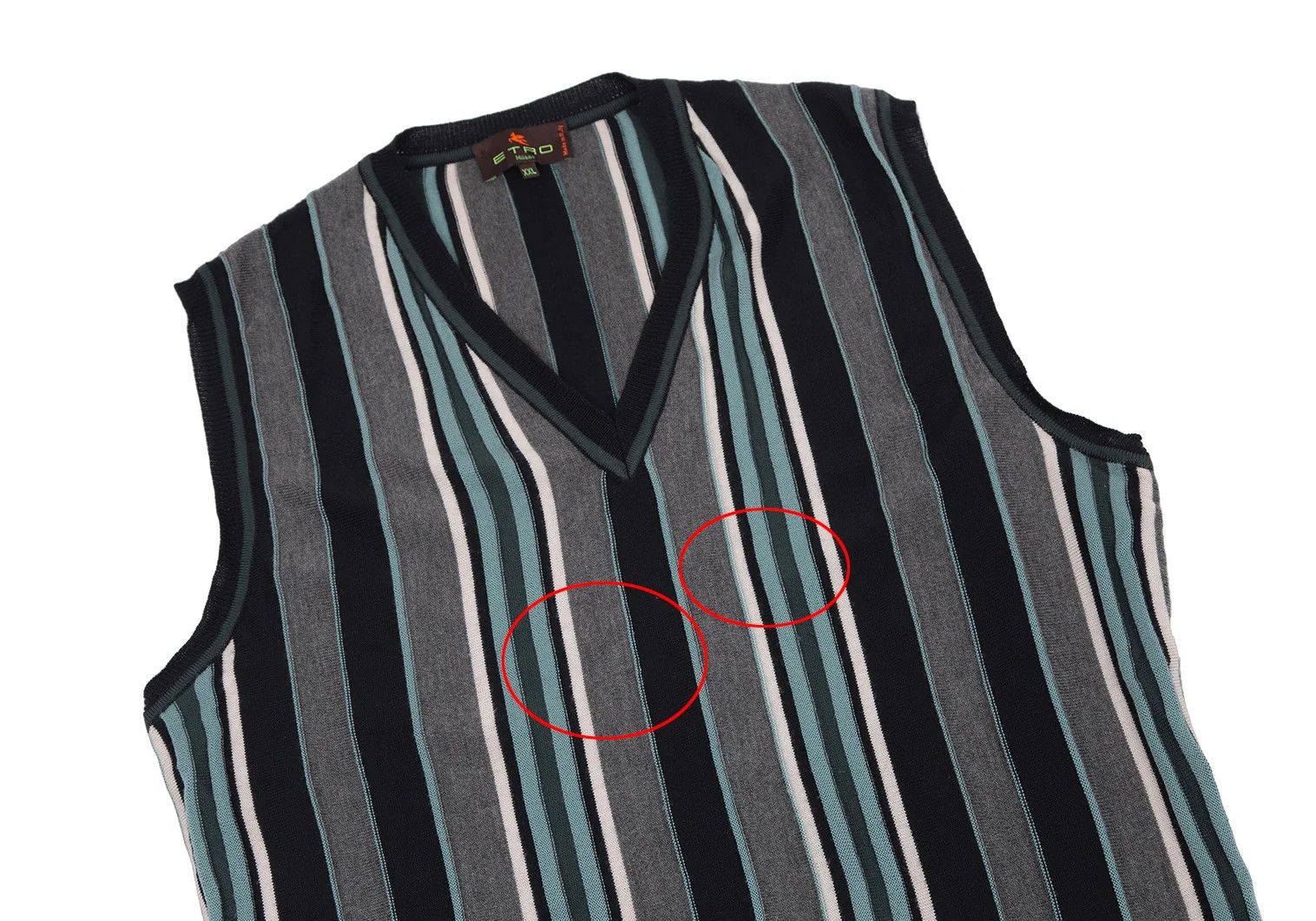 Etro Wool Stripe V-Neck Knit Vest in Gray and Navy XXL Size US XXS / EU 40 - 2 Thumbnail