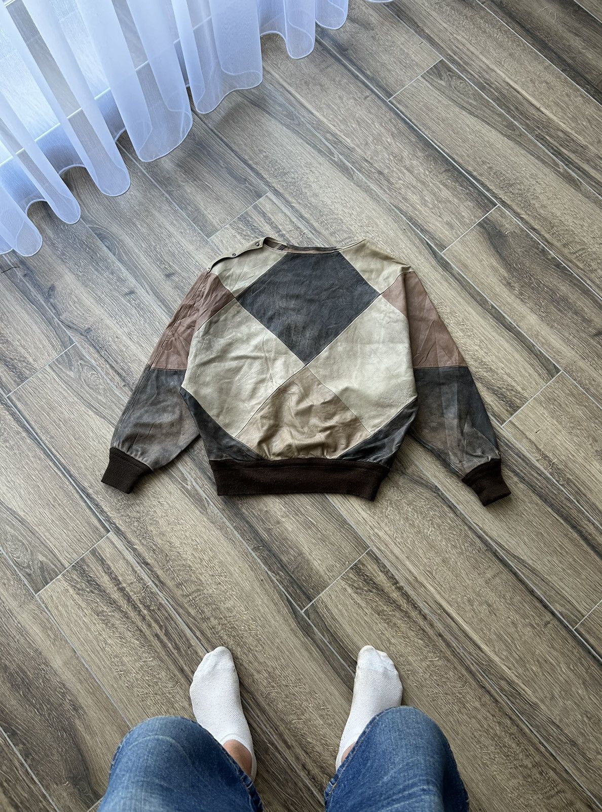 Leather Vintage Patch Work leather Sweatshirt Maison Margiela style Size US M / EU 48-50 / 2 - 1 Thumbnail