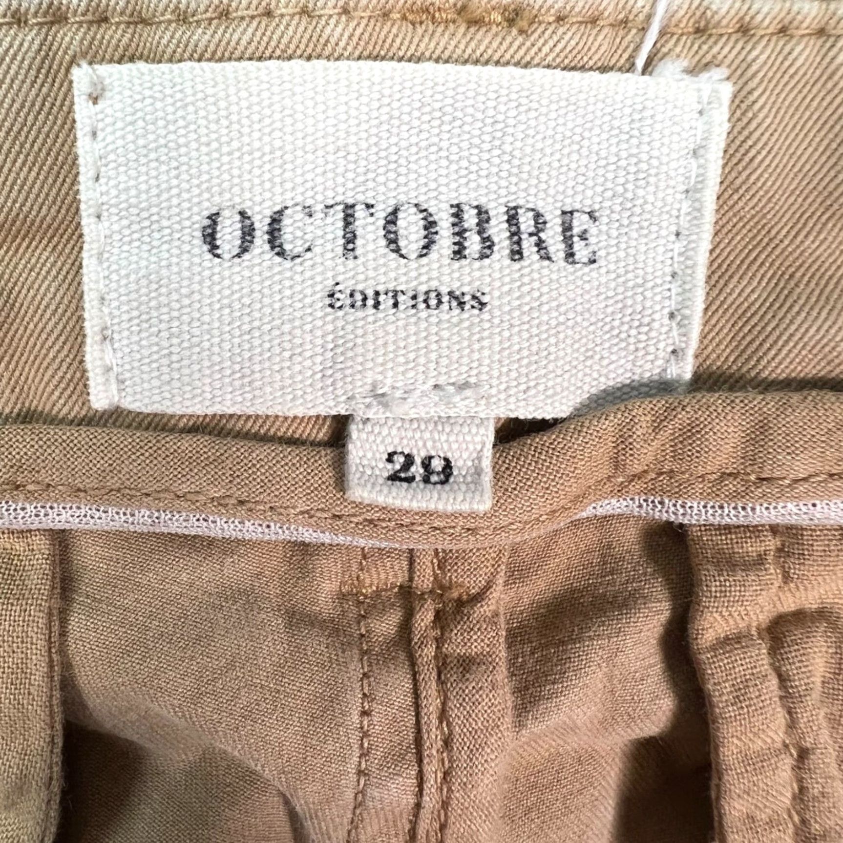 Vintage Octobre Editions Mens Size 29 Beige Chino Pants Cotton Slim Fit Size US 29 - 3 Thumbnail