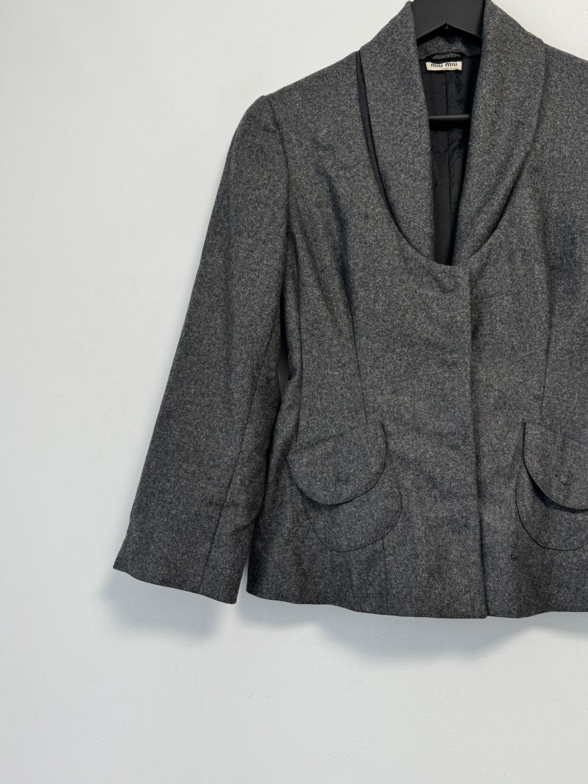 Miu Miu Miu Miu Vintage Fleece Wool Gray Blazer Jacket Size 40 Size S / US 4 / IT 40 - 4 Thumbnail