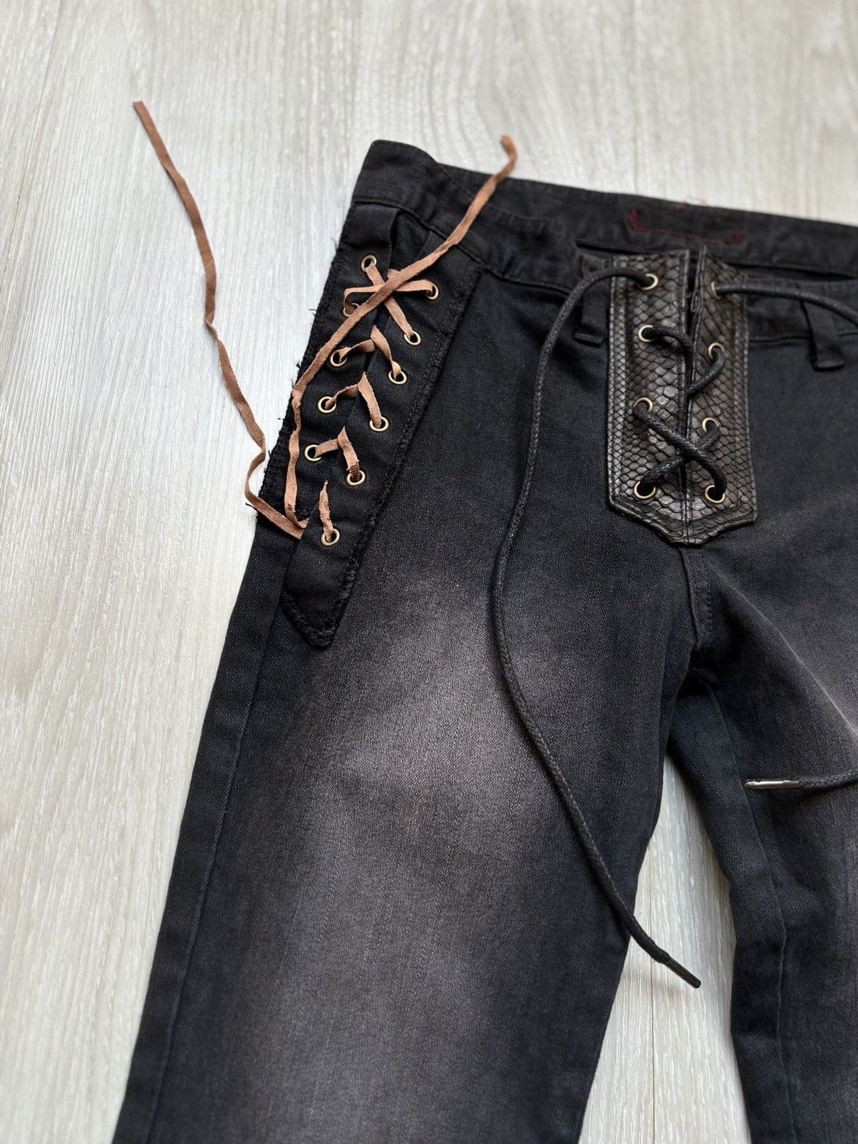 Japanese Brand Vertgarments lace-up flare jeans Size US 26 / EU 42 - 3 Thumbnail