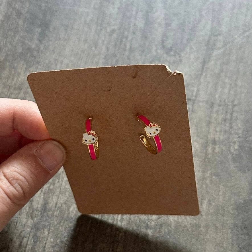 Other sanrio hello kitty gold pink hoop stud earrings Size ONE SIZE - 2 Thumbnail