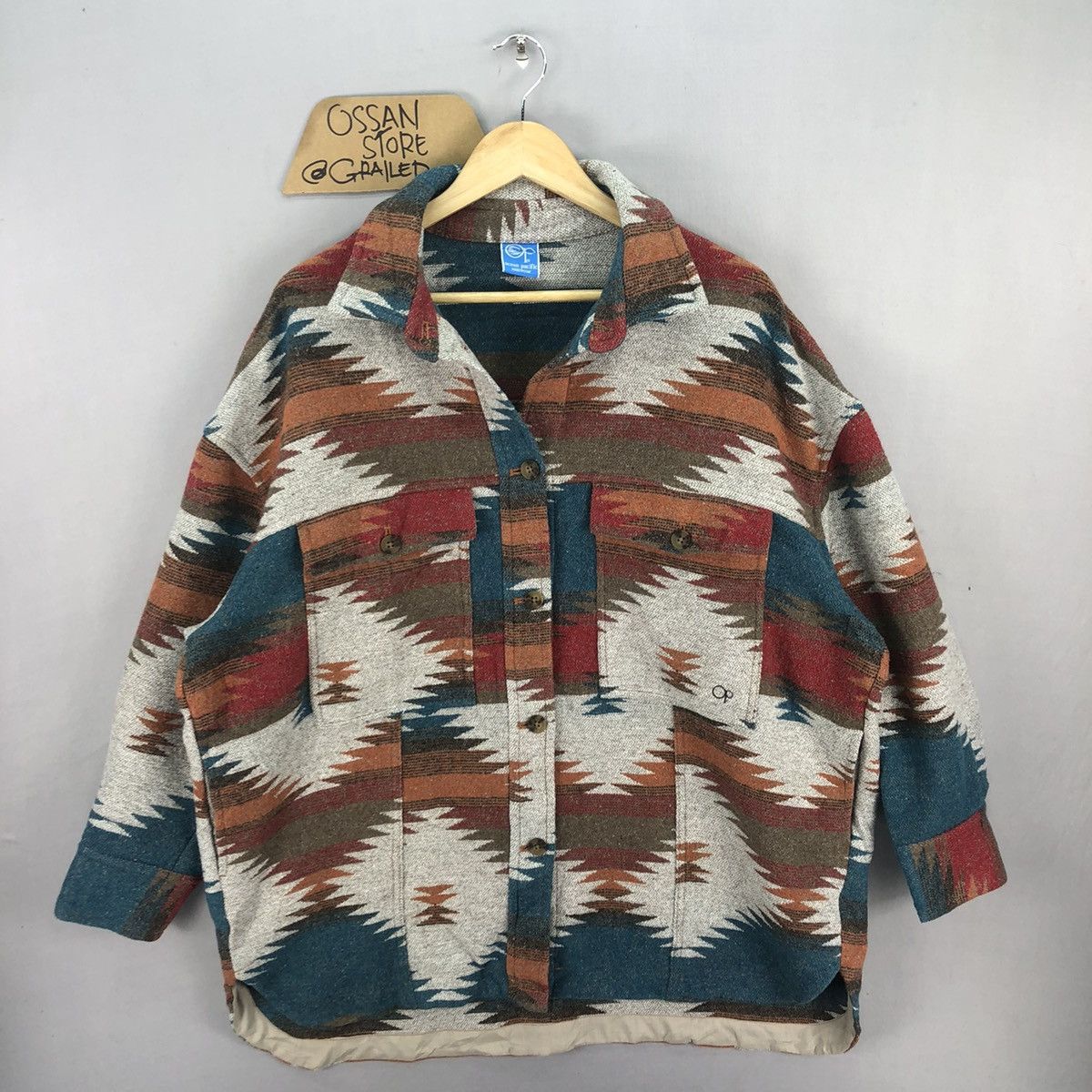 Ocean Pacific Navajo Chimayo Native Button Up Flannel Jacket