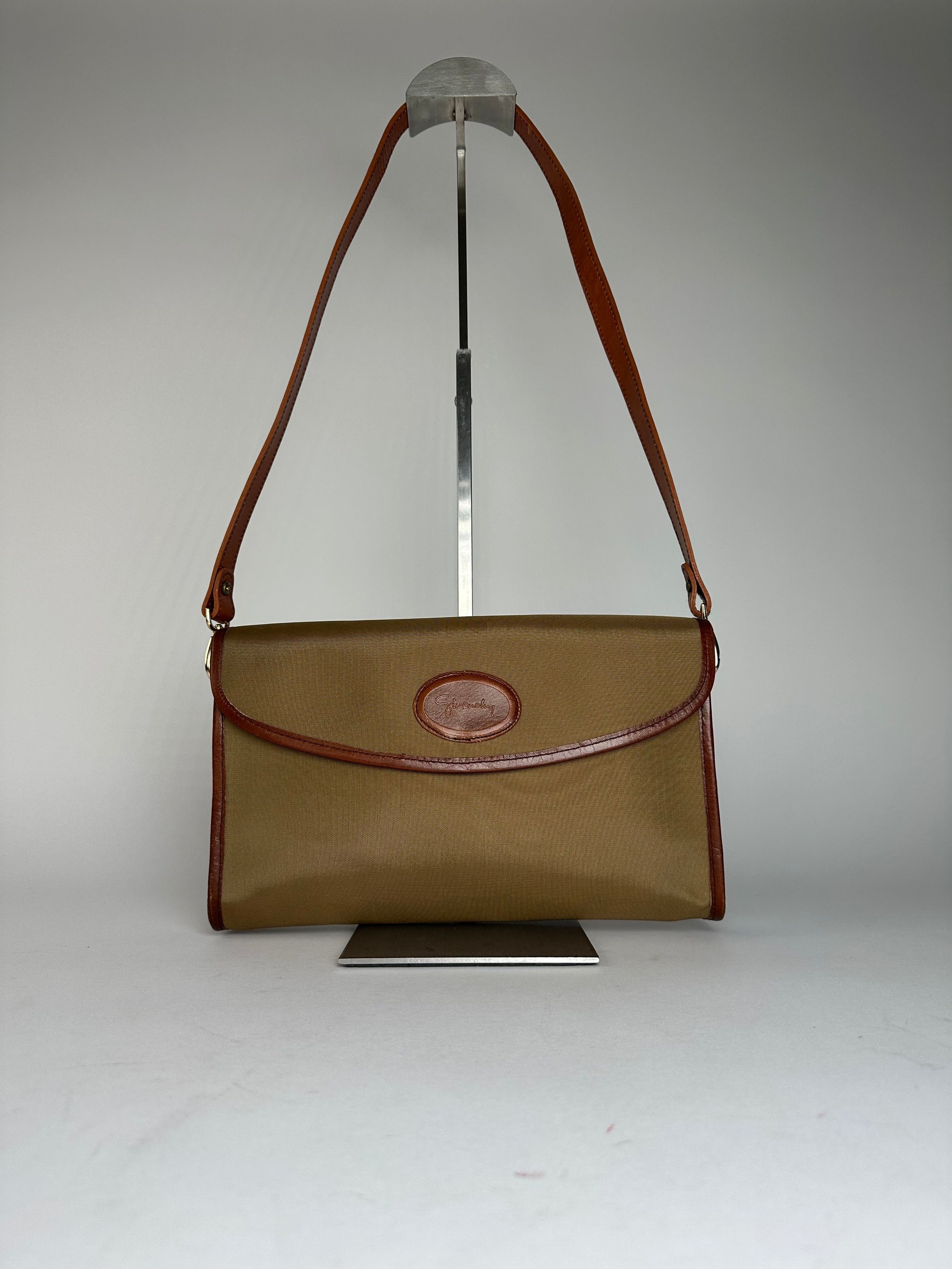 Givenchy Vintage Leather / Canvas Shoulder Bag Camel / Brown Size ONE SIZE - 1 Thumbnail