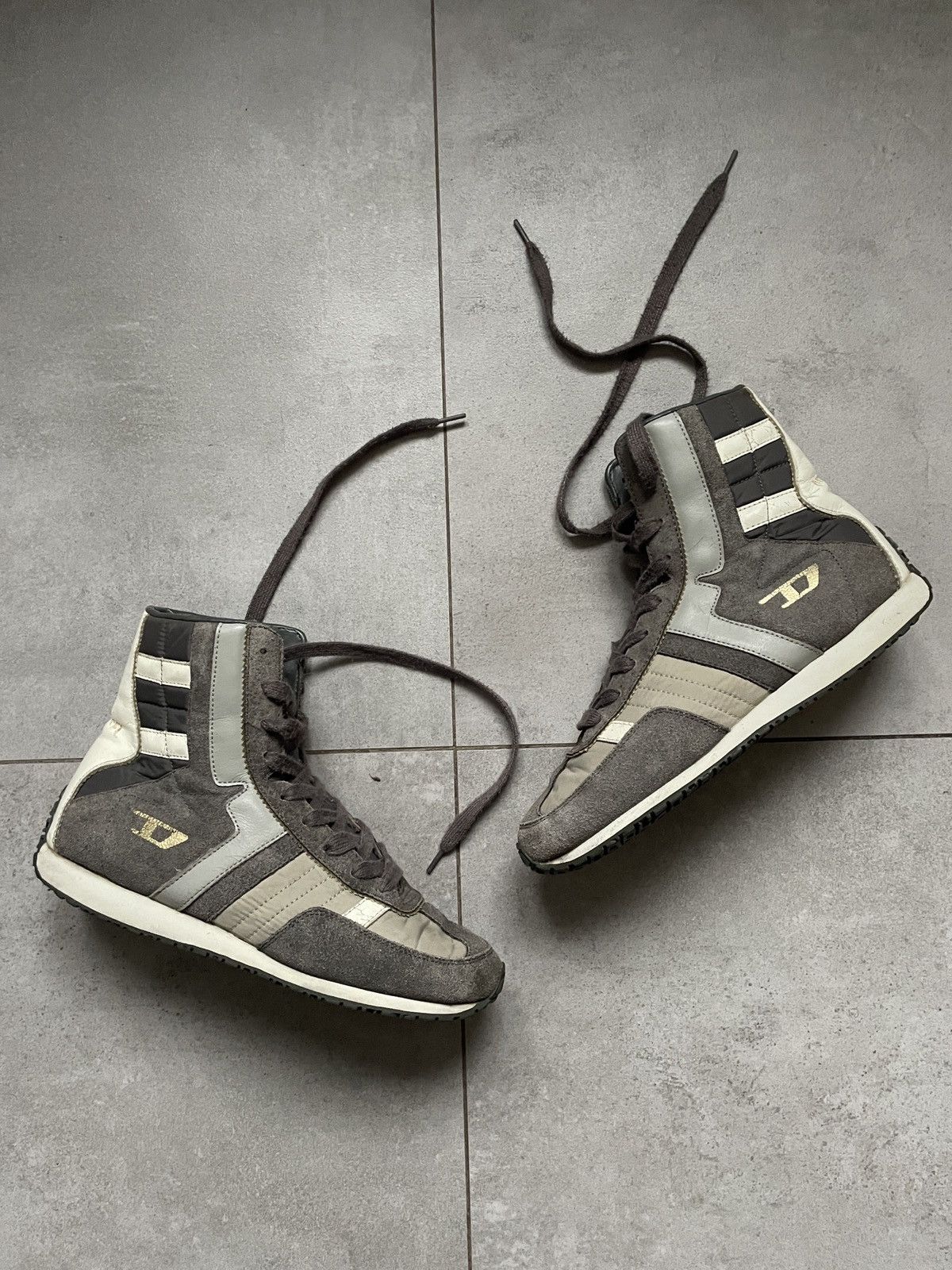 Y2K DIESEL BOXING LEATHER HIGHTOP SNEAKERS
