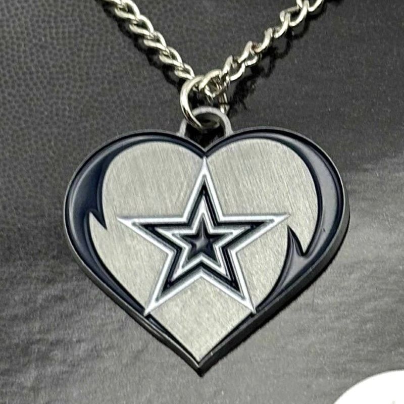 NFL Silver NFL Dallas Cowboys Heart Necklace Size ONE SIZE - 2 Thumbnail