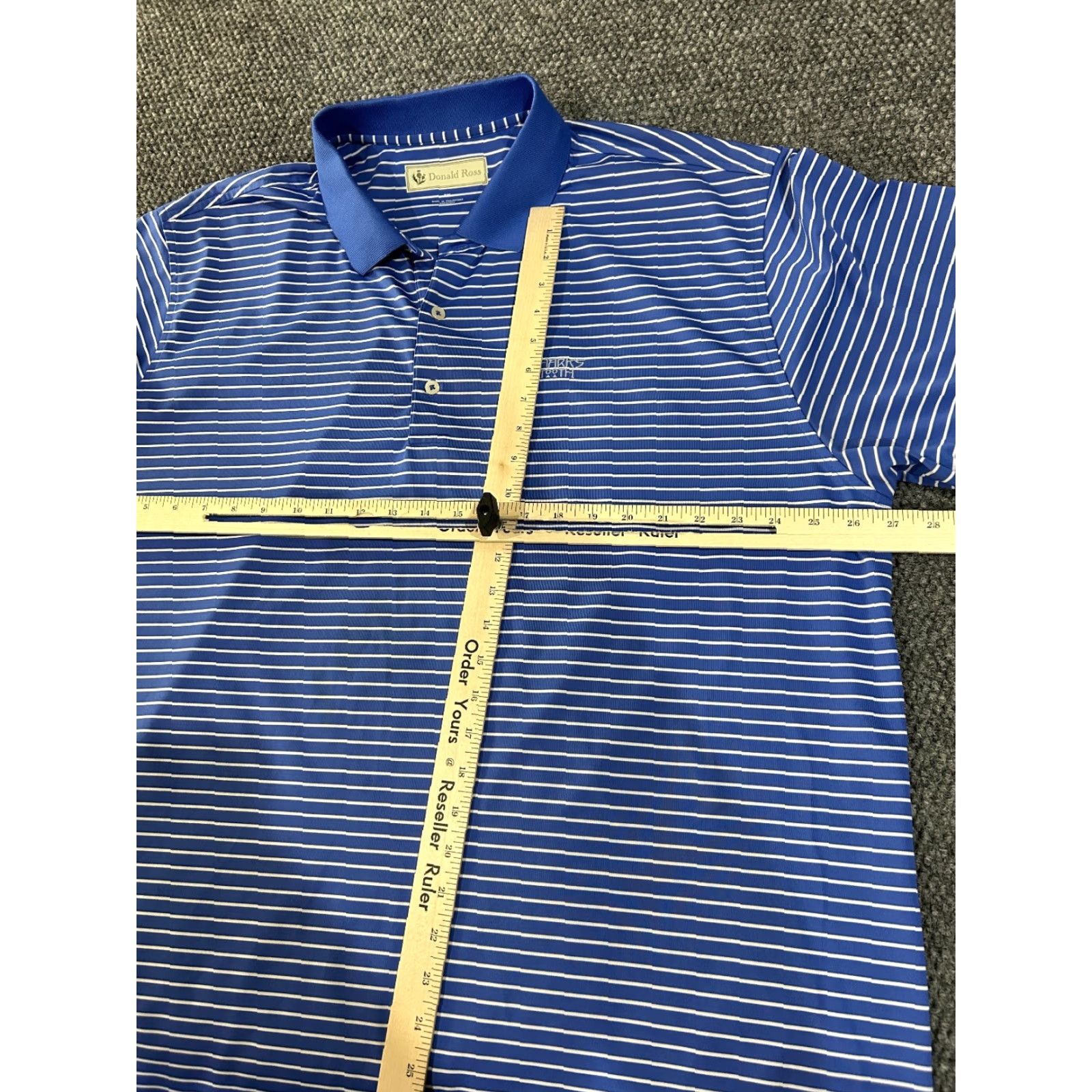 Vintage Donald Ross Polo Shirt Mens 2XL Blue White Striped Sharks Performance Golf Shirt Size US XXL / EU 58 / 5 - 5 Thumbnail