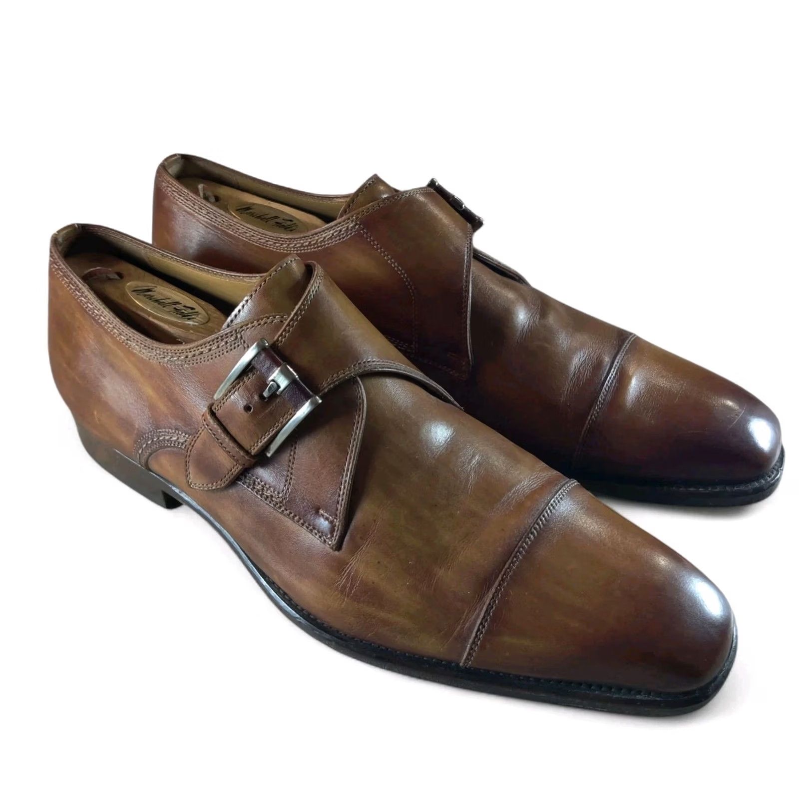Magnanni Marco II Oxfords Brown Leather Monk Strap Square  display picture 2