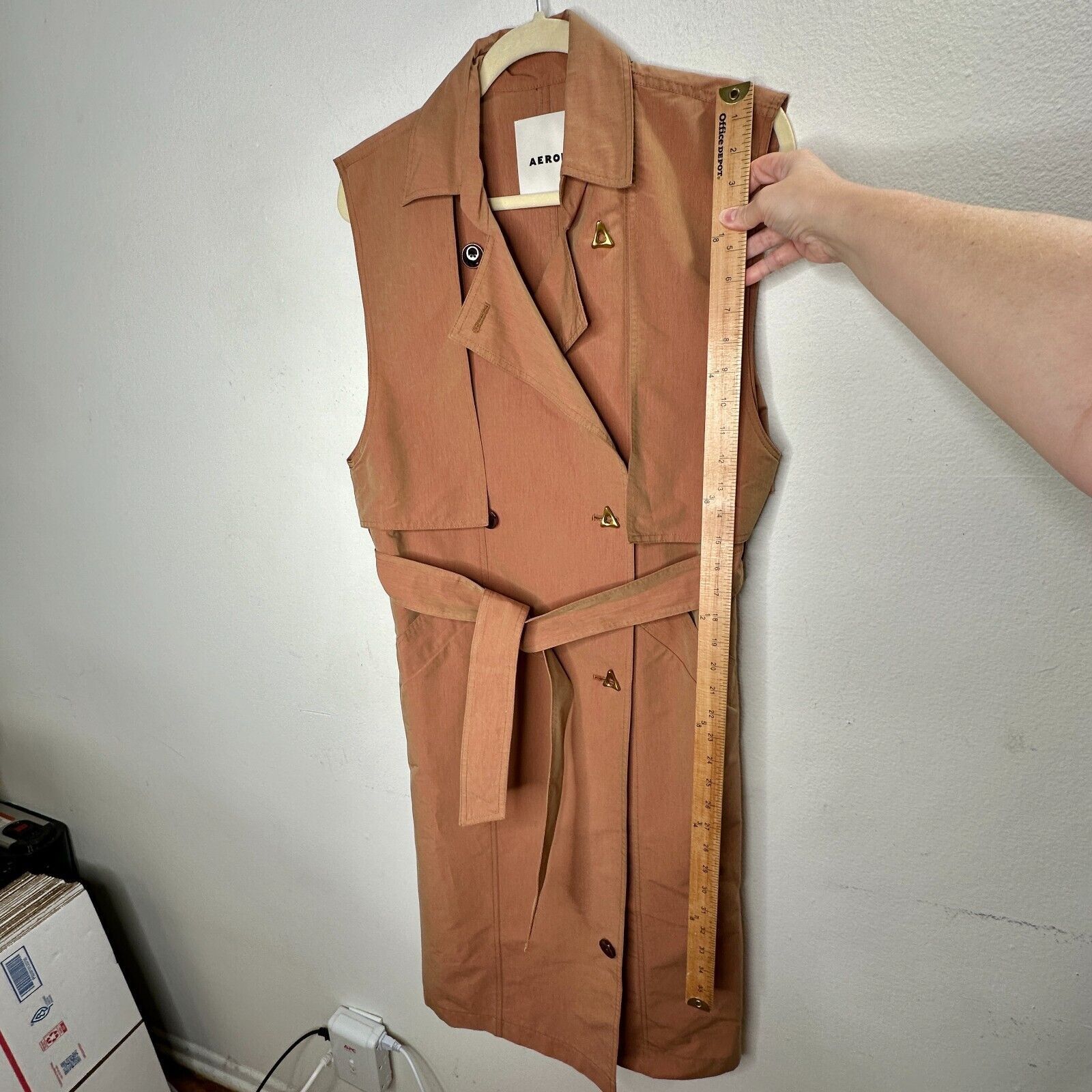 AERON Aeron Delray Peach Iridescent Sleeveless Button Trench Coat Size XS / US 0-2 / IT 36-38 - 12 Thumbnail