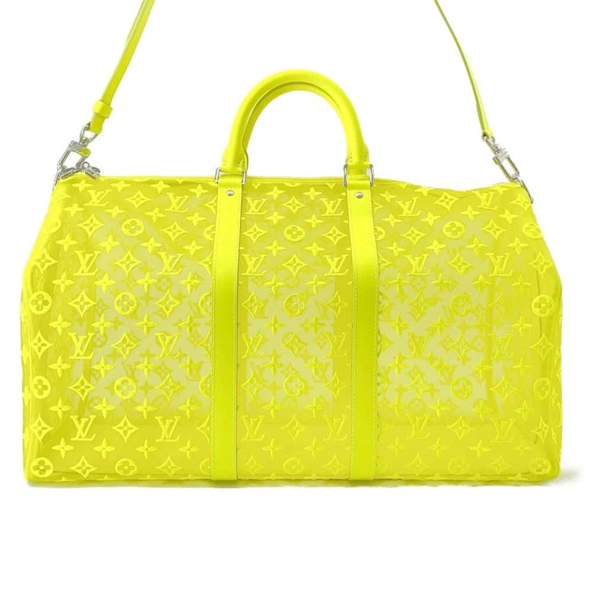 Louis Vuitton Boston Bag Monogram See-Through Keepall Bandouliere 50 M55380 2Way Shoulder in Yellow, Women's