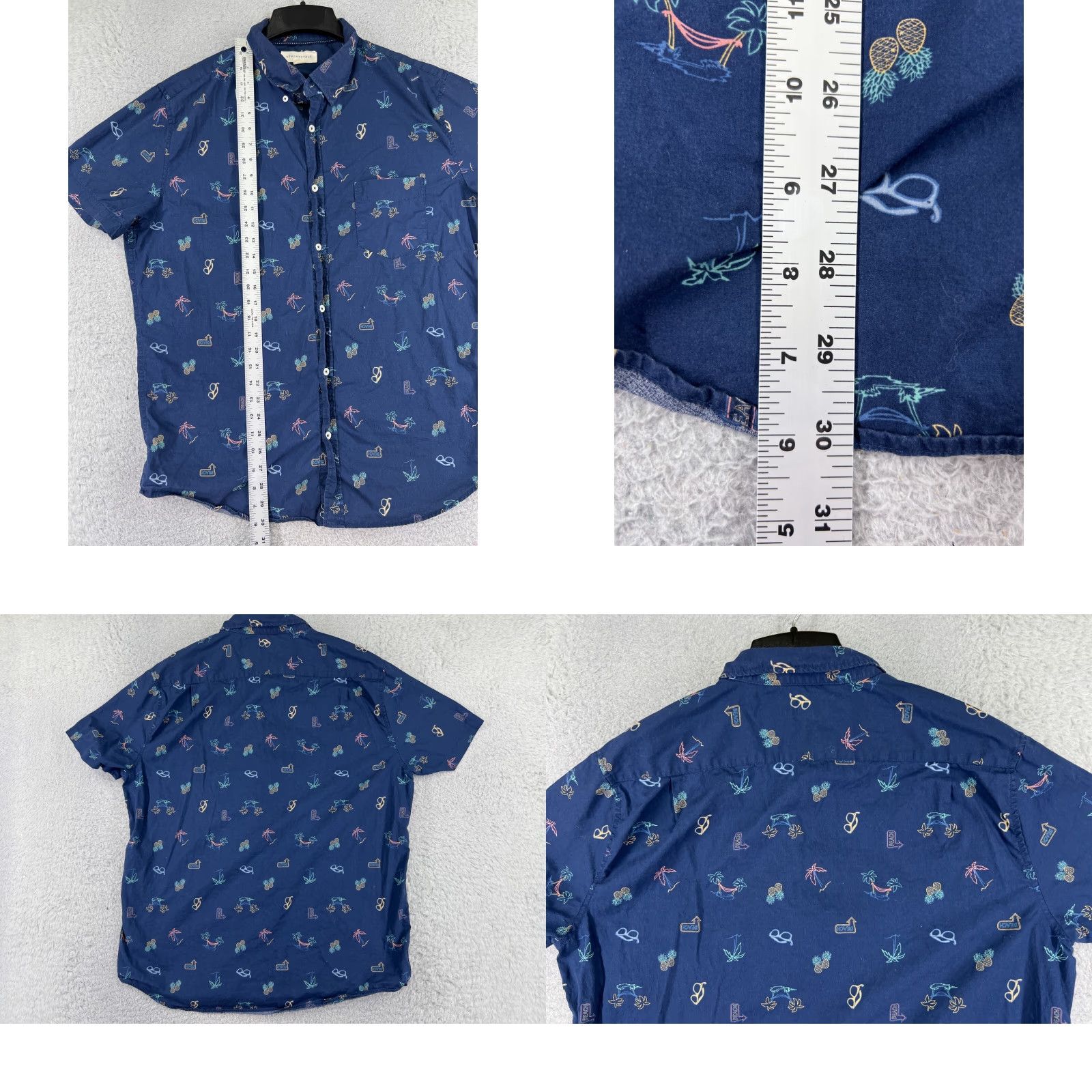 Aeropostale Aeropostale Shirt Adult Extra Large Blue Pineapple Palm Tree All Over Print Cott Button-Up Size US XL / EU 56 / 4 - 8 Thumbnail