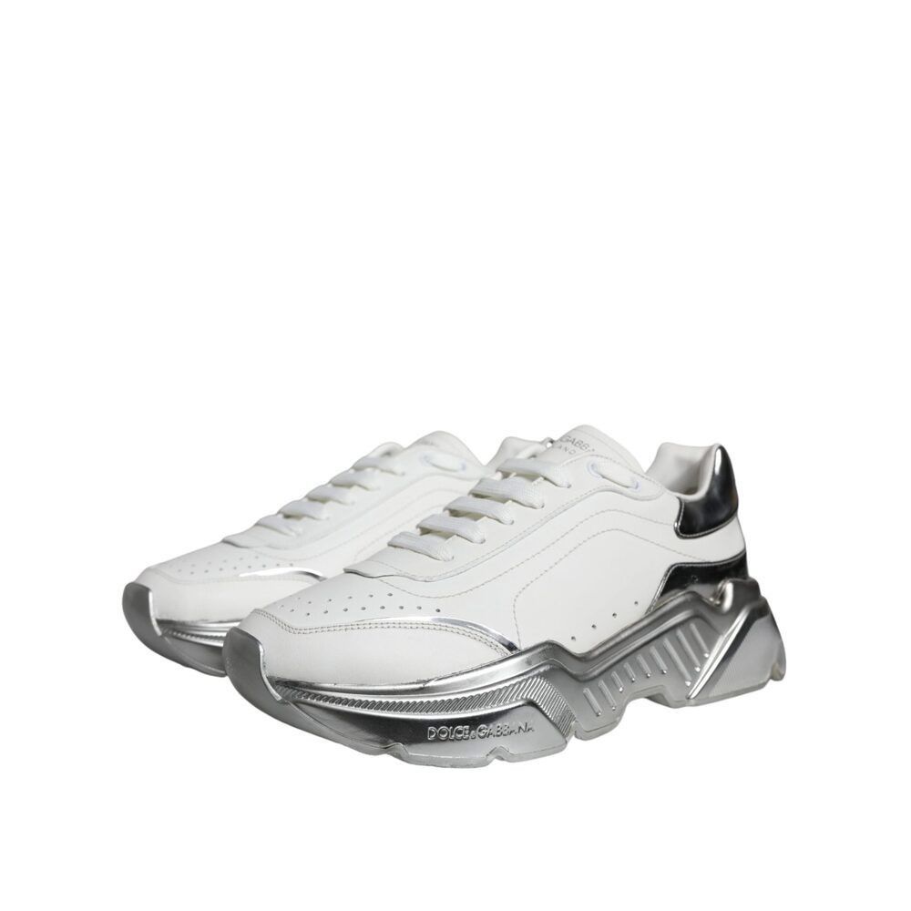 Dolce & Gabbana Dolce & Gabbana White Silver Daymaster Low Top Sneakers Shoe Size US 7.5 / EU 40-41 - 3 Thumbnail