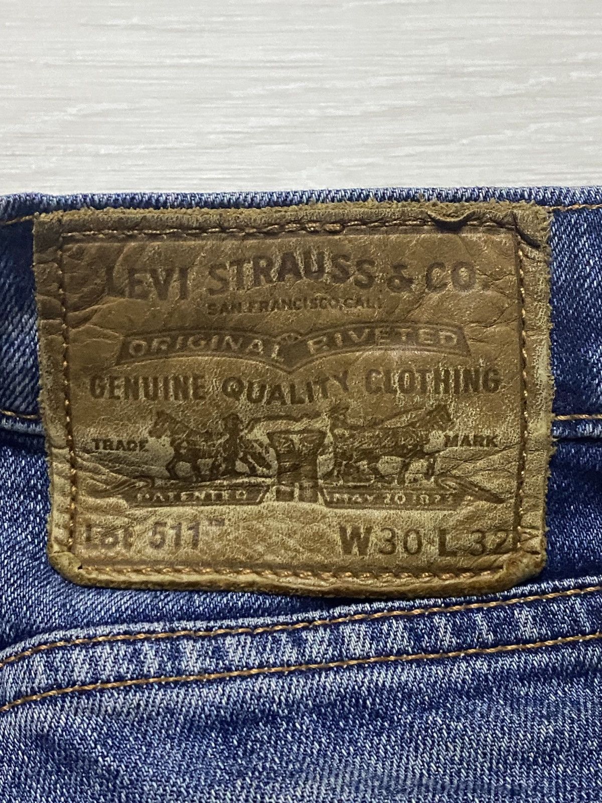 Levi's Vintage Levis 511 Big E Blue Wash Slim Fit Jeans Size US 30 / EU 46 - 9 Thumbnail