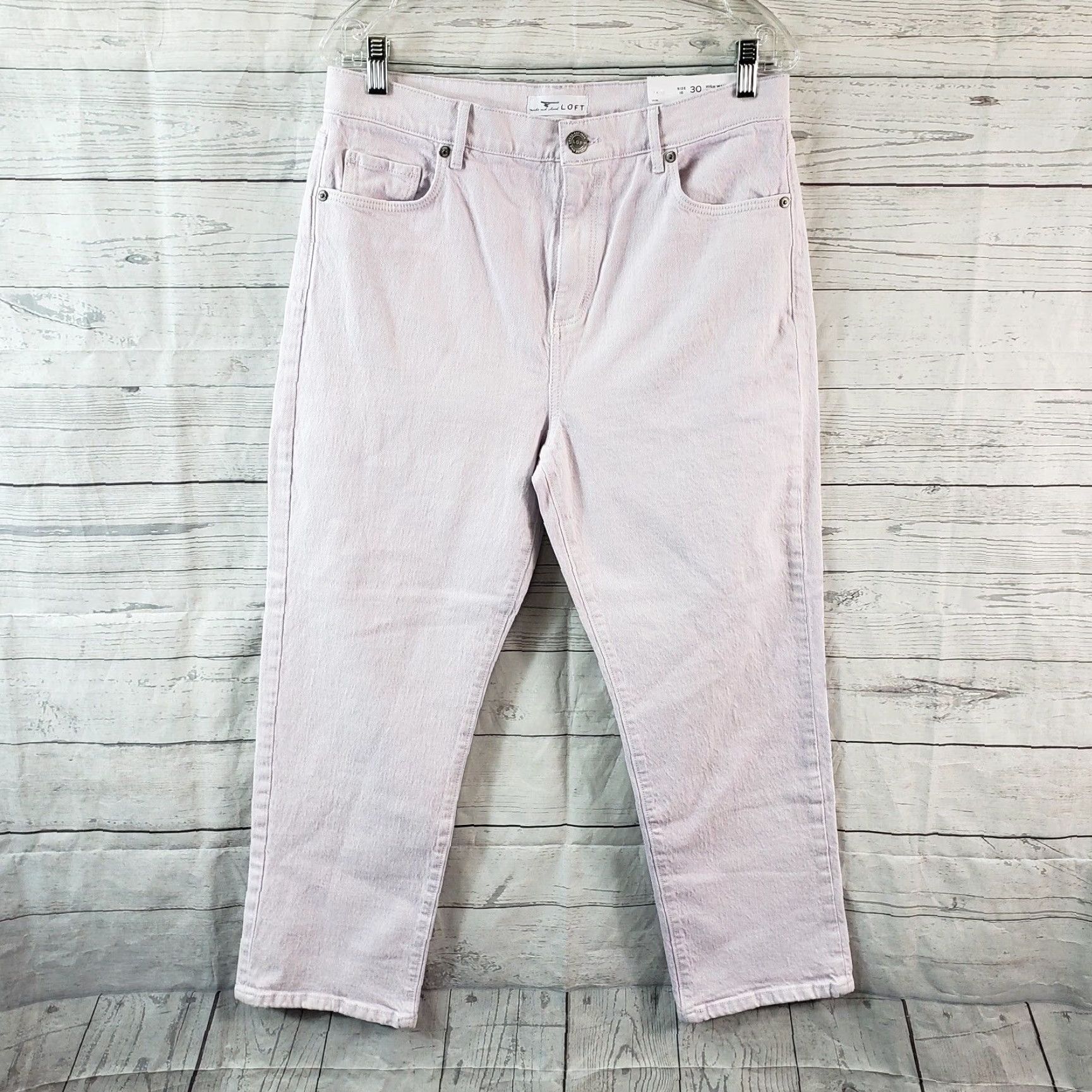 Loft VINTAGE? No — Ann Taylor LOFT Womens High Waist Straight Crop Jeans Sz 10 Light Purple Size 32" / US 10 / IT 46 - 2 Thumbnail
