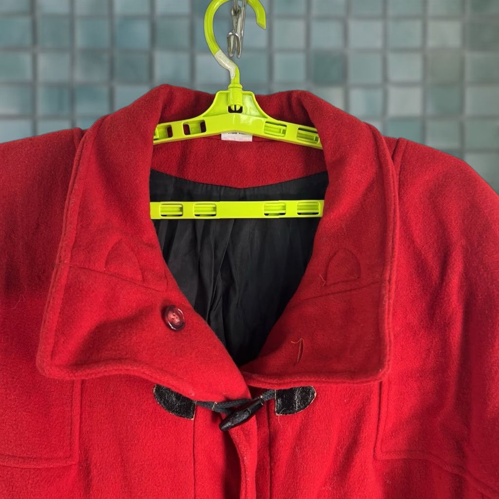 VINTAGE Michelle Stewart Wool Blend Toggle Coat Women’s XL Red 80s Vintage Wool Coat Women XL Red