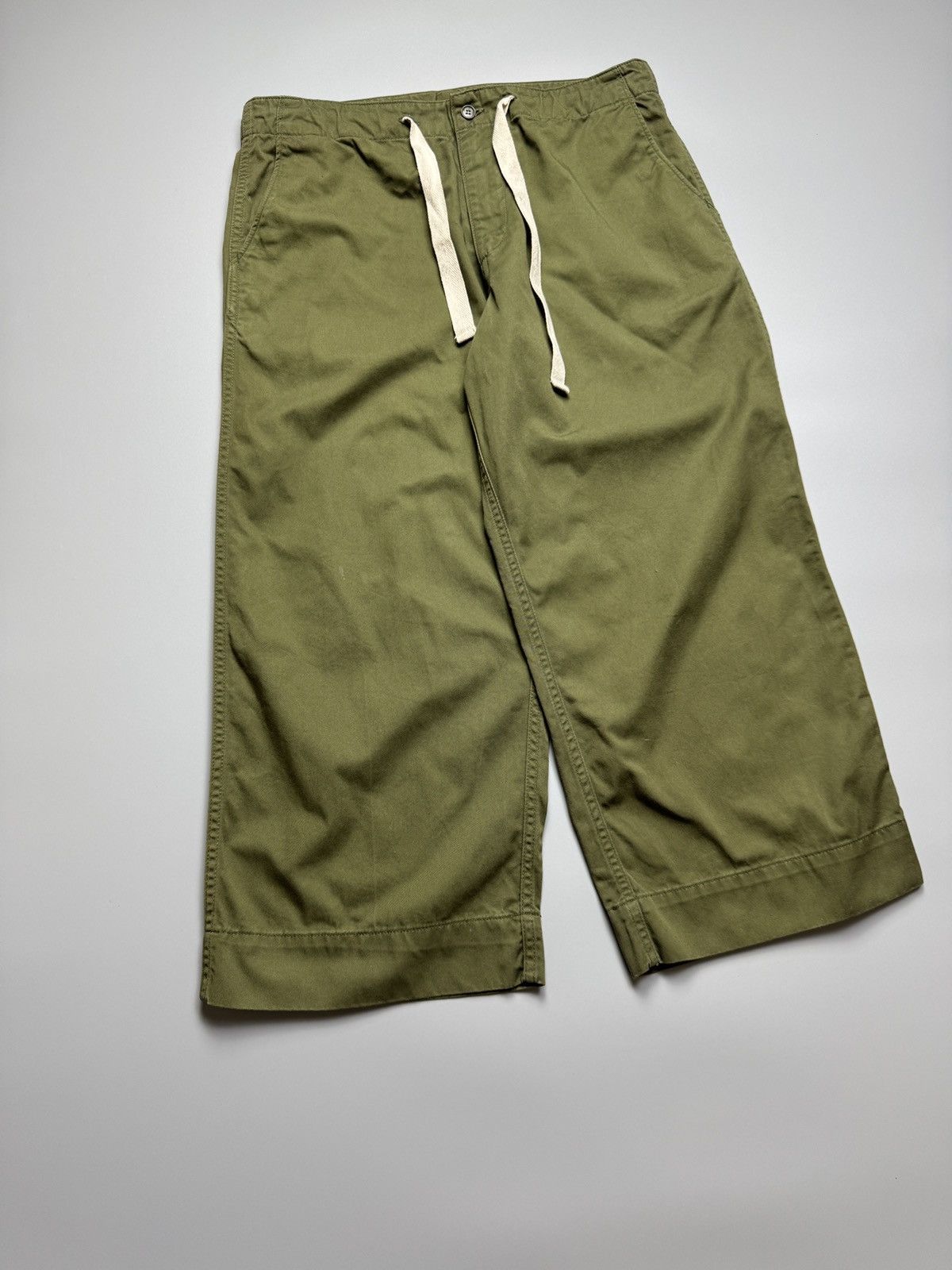 Beams Japan Beams Japan - Army Green Cropped Chino Wide Pants Size US 32 / EU 48 - 3 Thumbnail