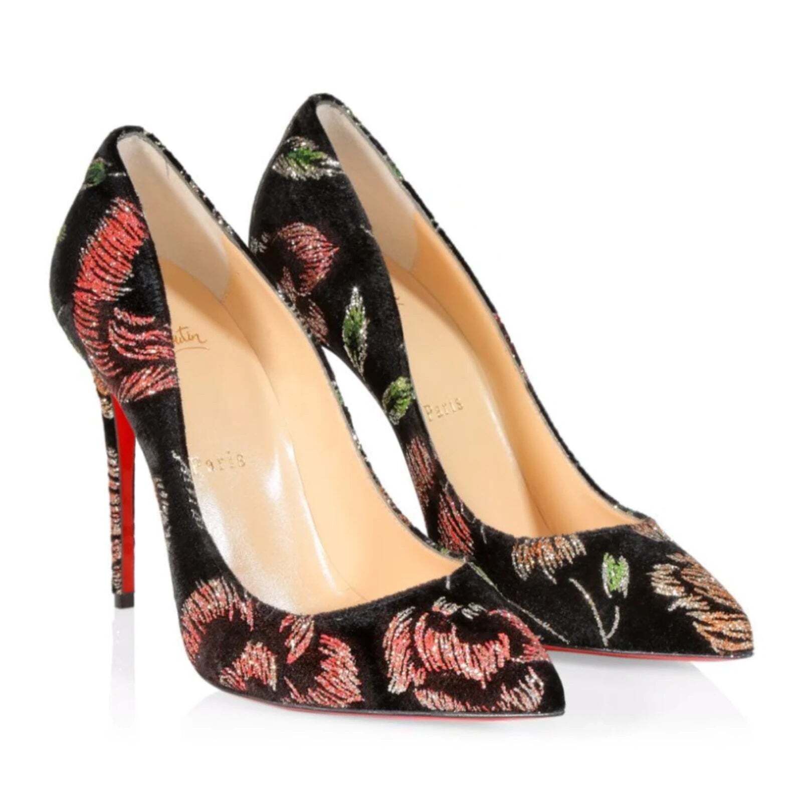 Christian Louboutin Christian Louboutin Pigalle Follies 100 Black Velvet Red Size US 8.5 / IT 38.5 - 3 Thumbnail