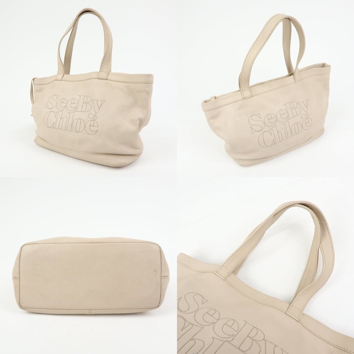 Chloe See by Chloe Leather Tote Beige Size ONE SIZE - 3 Thumbnail
