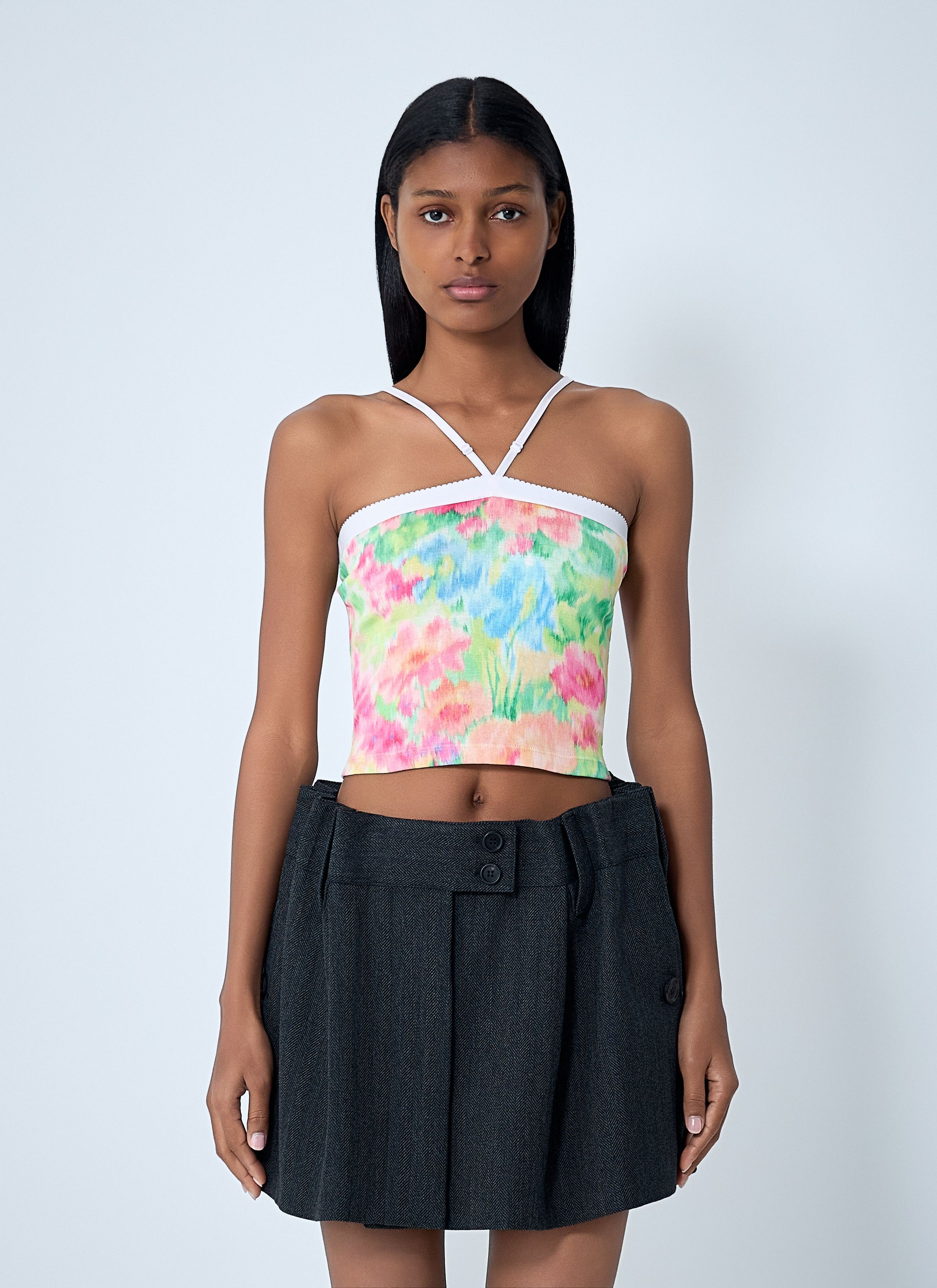 Prada Rib Floral Print Top Size M / US 6-8 / IT 42-44 - 1 Thumbnail