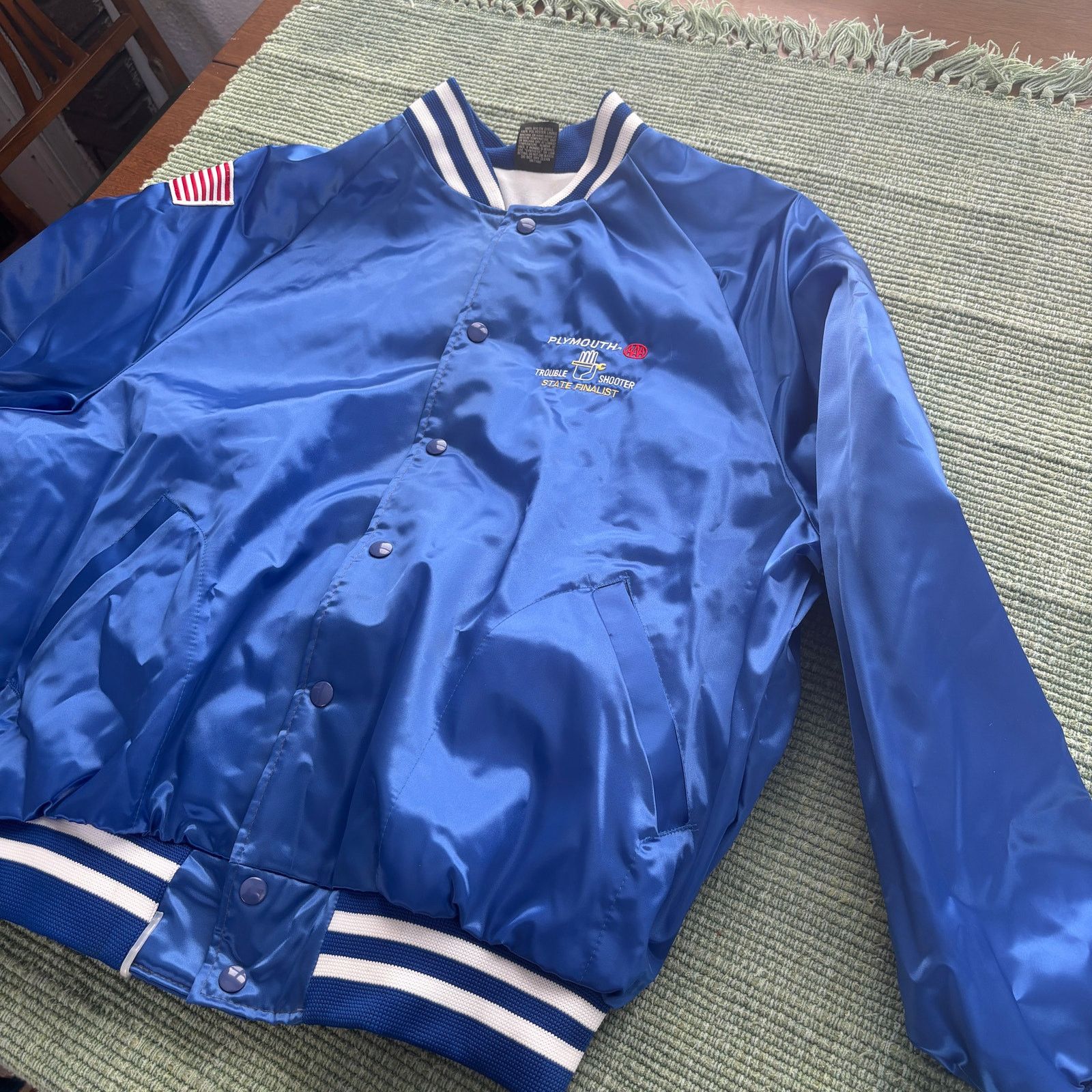 Vintage 1980s vintage shiny blue satin bomber jacket Size US XL / EU 56 / 4 - 7 Thumbnail